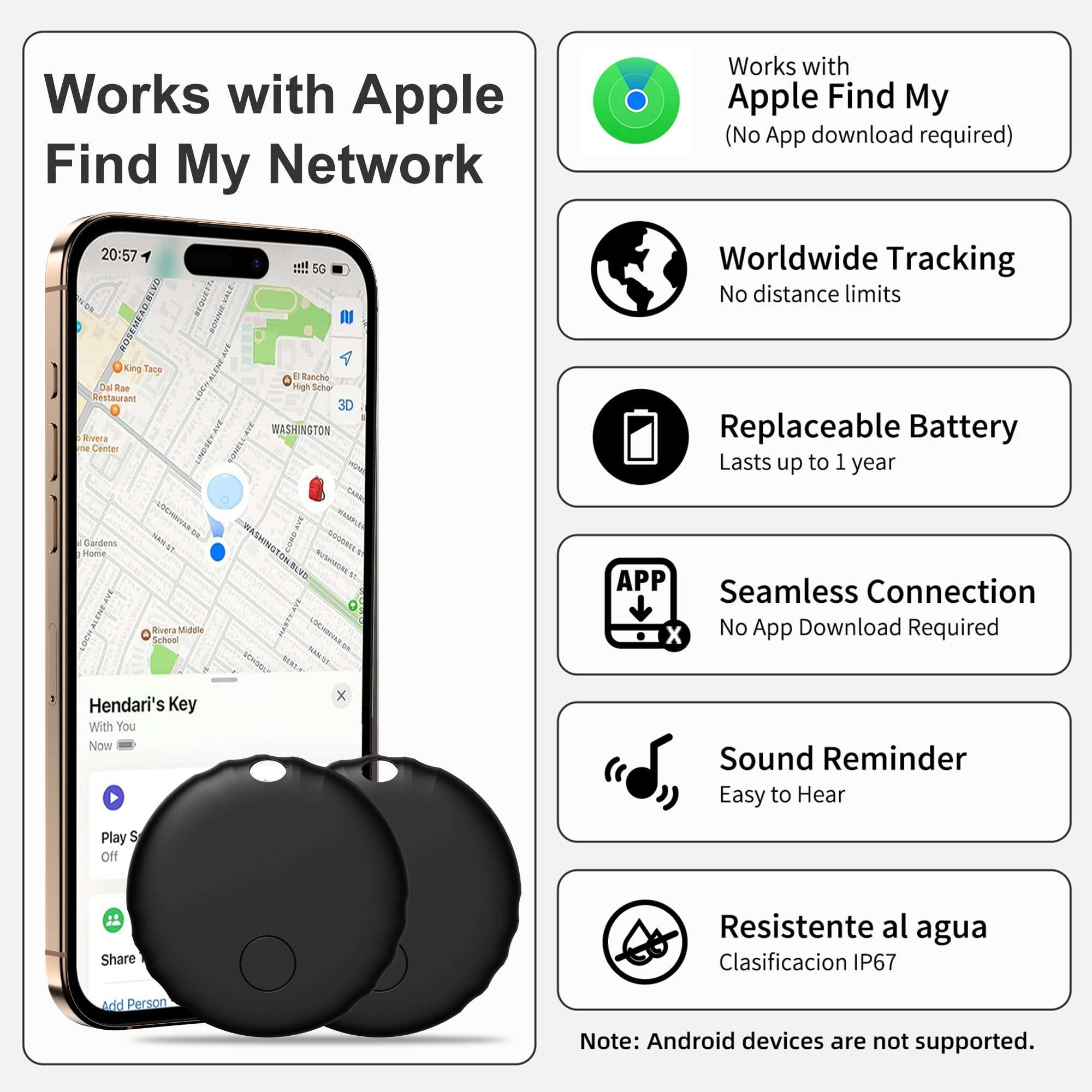 Air Tags, Smart Tag Works with Find My App (iOS Only), Keys Finder and Item Locator for Luggage, Backpack, Suitcases and More, Replaceable Battery, IP67 Waterproof Tracking Tags-3 Pack (Black) 3