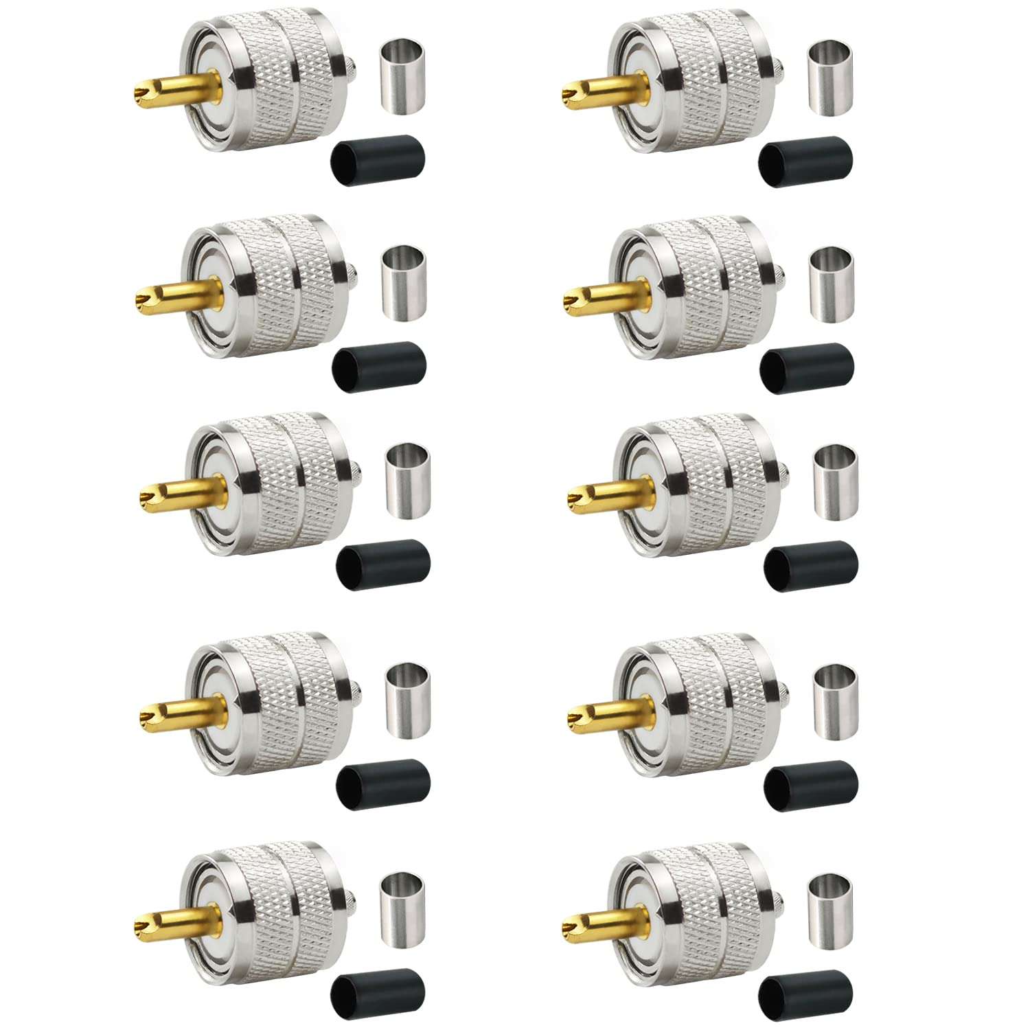 DUOGIMZ PL259 Male Coax Connector,UHF Male Crimp Connector for RG8X LMR240 4D-FB Coaxial Cable(10pcs) 1