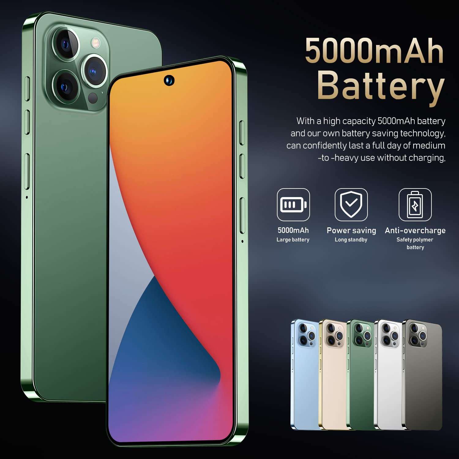 i14 Ultra 5G Cell Phone, Unlocked Android Smartphone, 8GB+512GB, 90Hz 6.7'' FHD LCD Display Screen, 13MP+48MP Camera, 5000mAh Long Battery Life, Dual Sim Card 3