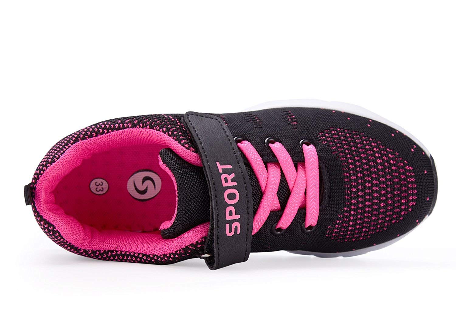 MAYZERO Kids Tennis Shoes Breathable Athletic Shoes Lightweight Walking Running Shoes Fashion Sneakers for Boys and Girls Size:36(4M) Rose 3