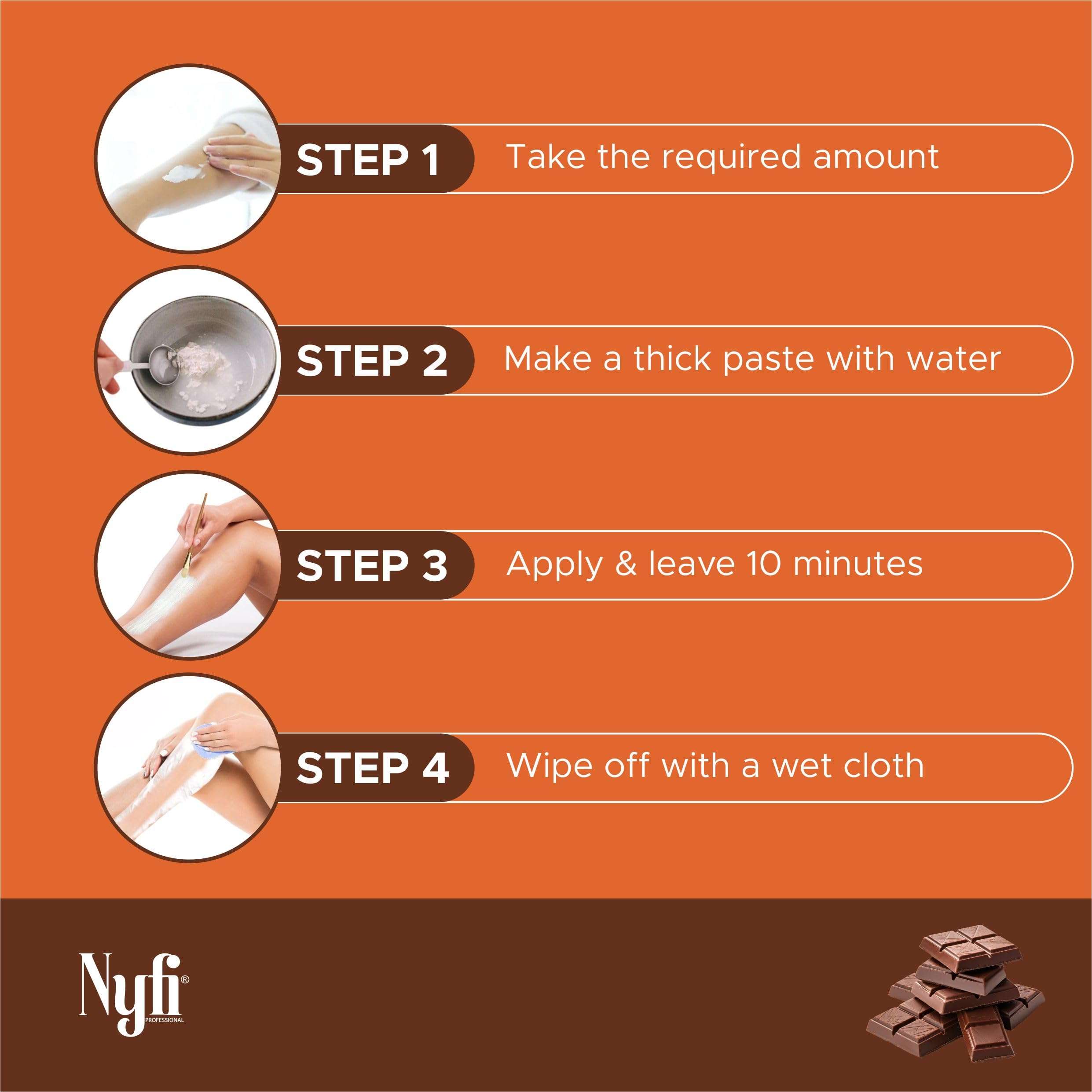 Nyfi Professional Herbal Body Wax Powder Chocolate Flavour | Pain Free Hair Removal Wax Powder for Women & Men | Safe for Body & Bikini | 10 Minutes Painless Wax (pack of 2) 5