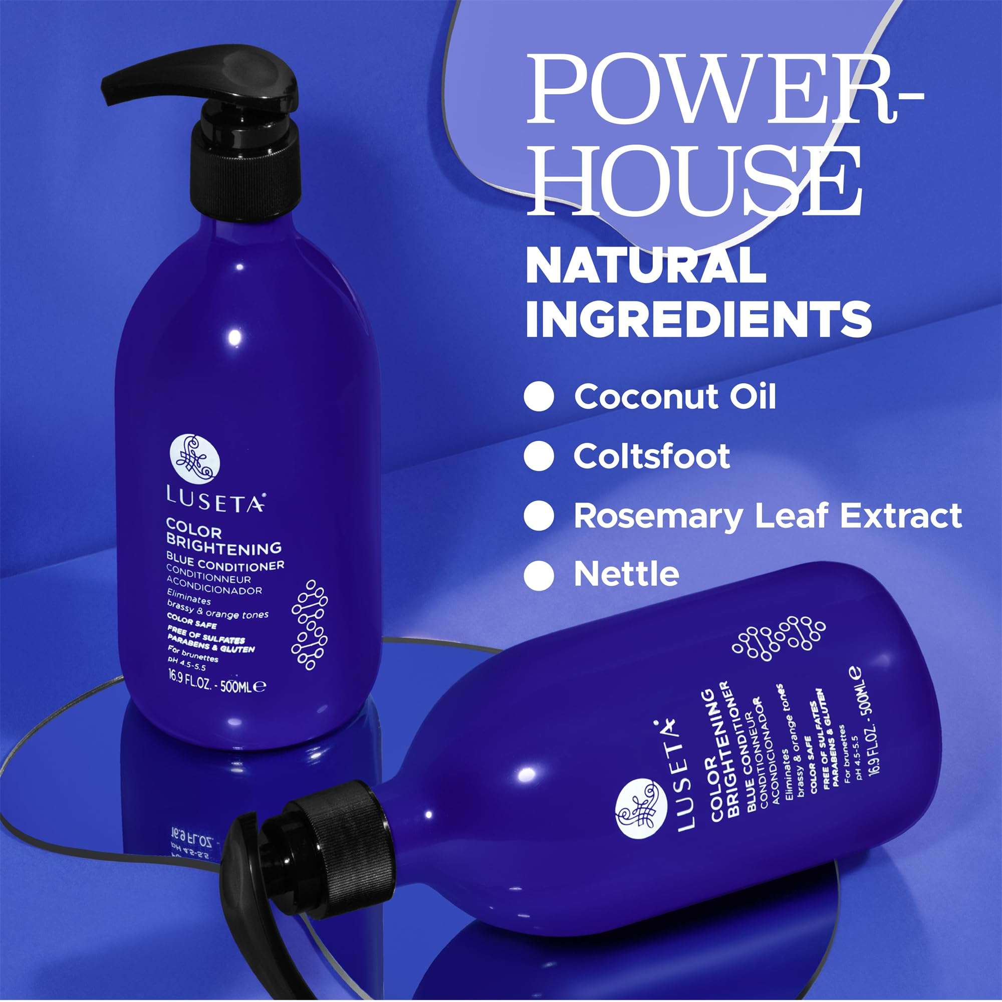 Luseta Blue Shampoo & Conditioner Set - Color Brightening for Brassy and Brunette Treated Hair, Revive Cool Tones, 2x 16.9oz 6