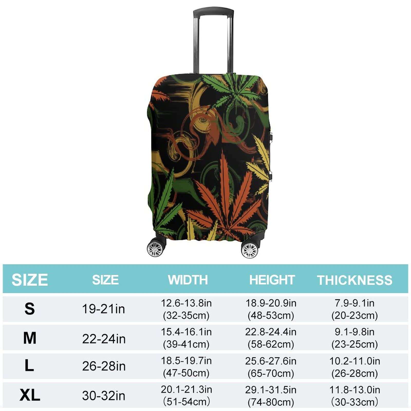 Rasta Weed Leaf Luggage Cover Washable Suitcase Protector Travel Essentials for 21/24/26/30/32 Inches Baggage L 3