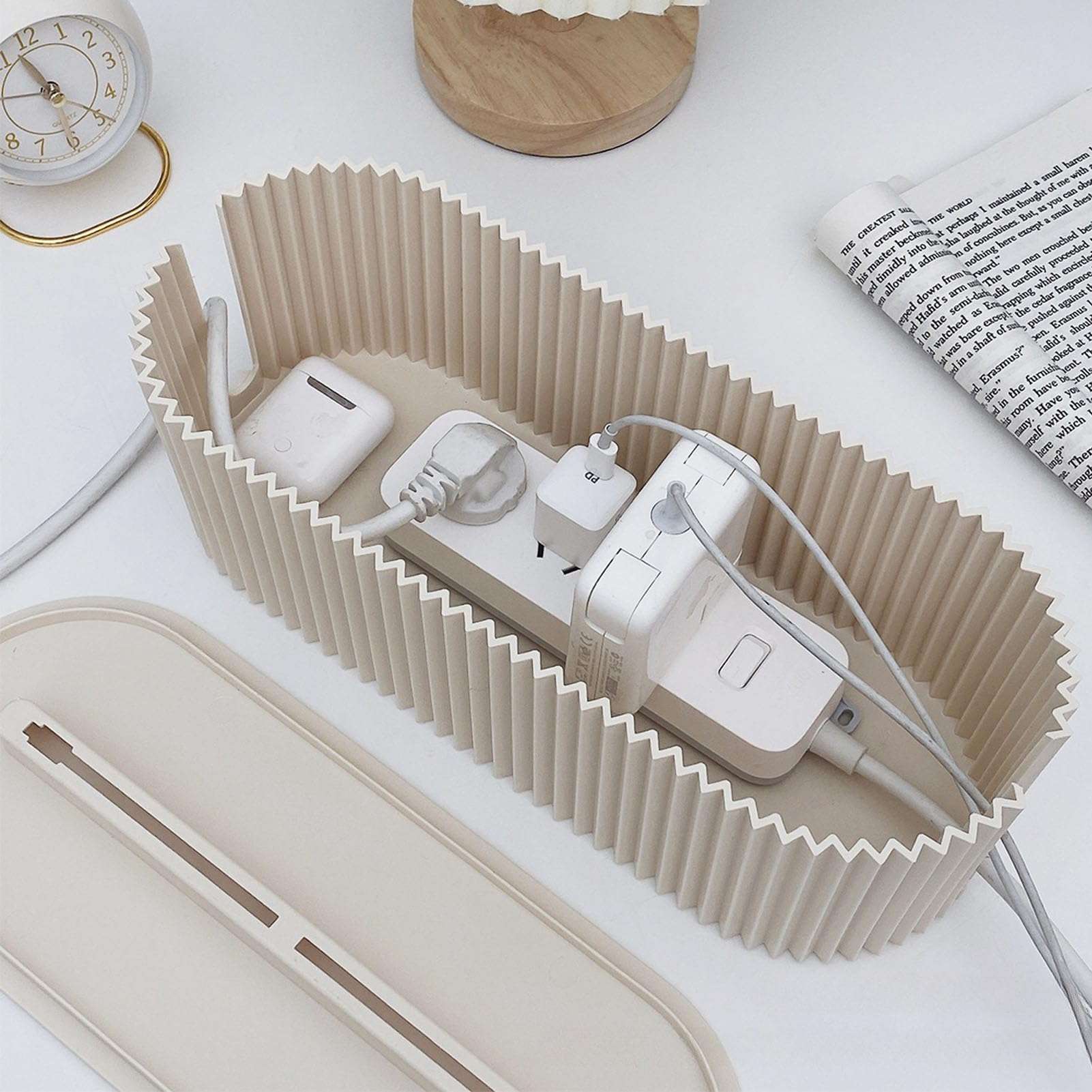 Cable Management Box, Cable Organizer for Cable and Cord Management TV Computer USB Hub System to Cover and Hide (White) 6