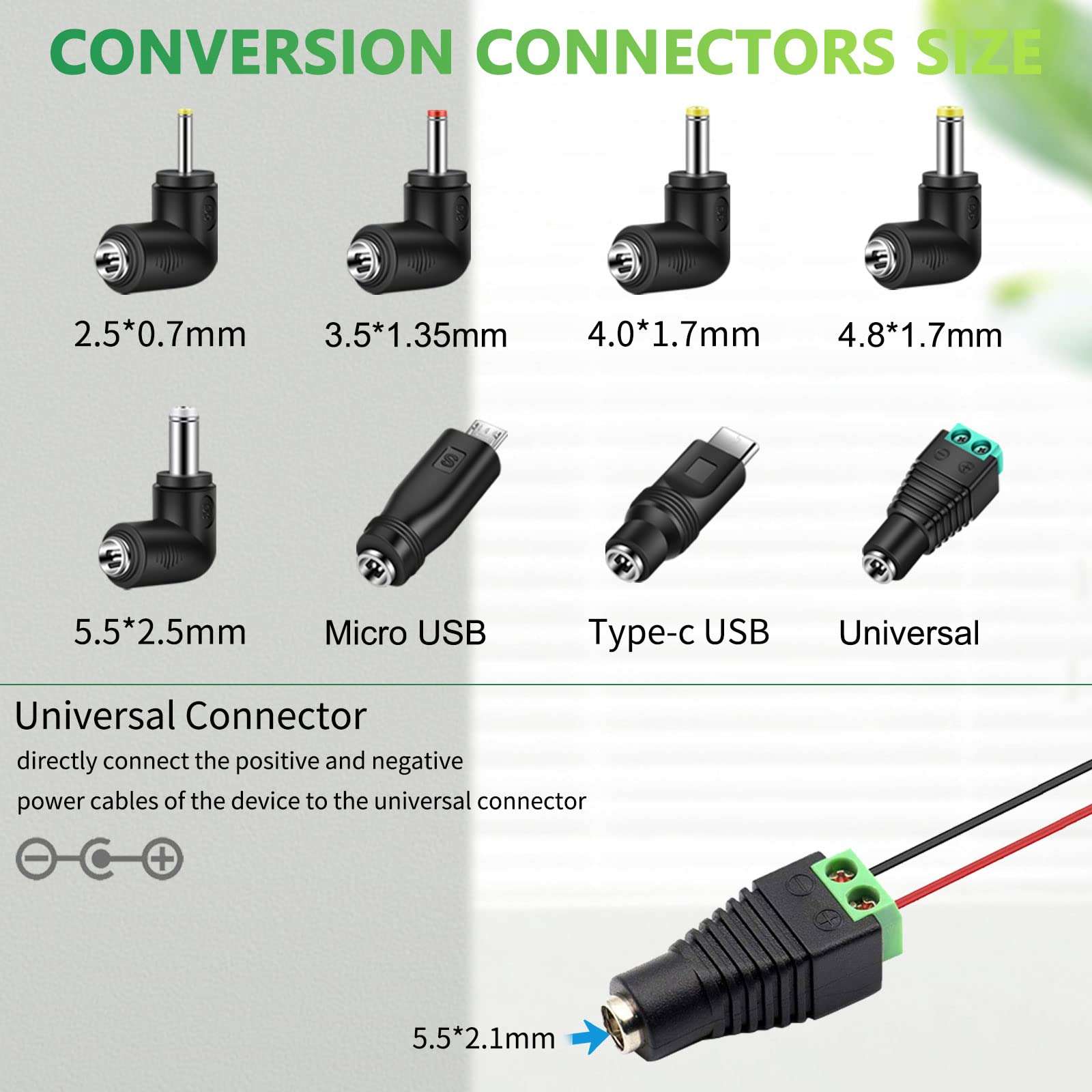 Bouge Universal DC 5V Power Cable, USB Charger Cord with 8 Types Connectors (Include Micro and USB C Android Connector) for Samsung Galaxy LG Moto and Other Android Phones Tablet Power Bank 5