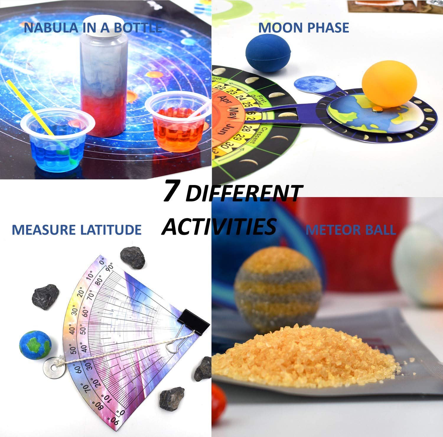 Jigamix Outer Space Science Kit for Kids 6 & Up Learn About Solar System - Planets- Moon Calendar - Measure Latitude - Constellations - Meteors 7 Different Activities Include 3D Solar System Poster 2