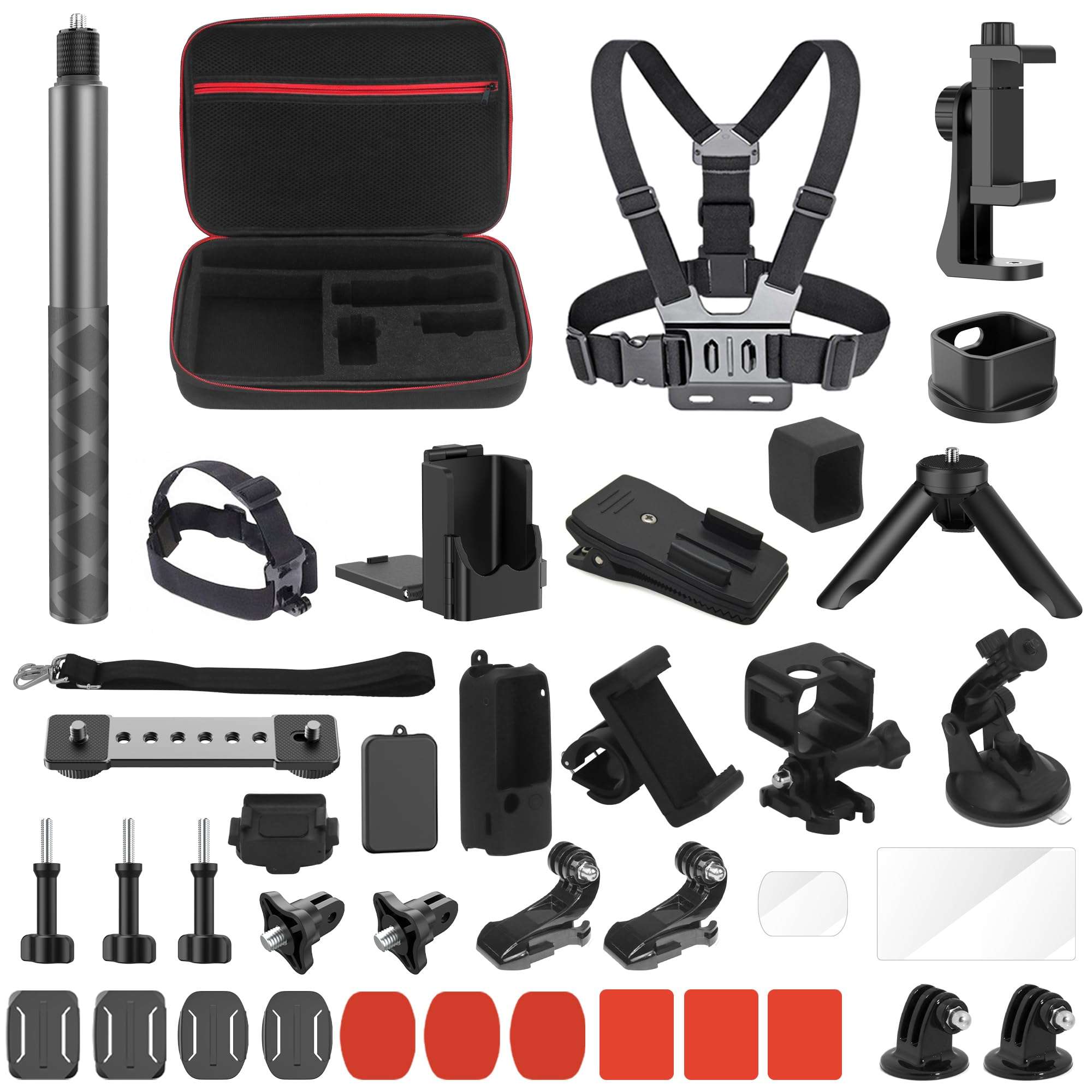Taisioner 40 in 1 Accessories Kit for Osmo Pocket 3,Including Carry case,POV Chest Mount,Magnetic Mount,Protective Accessory,Car Mount,Selfie Stick,Tripod,Phone Holder 1