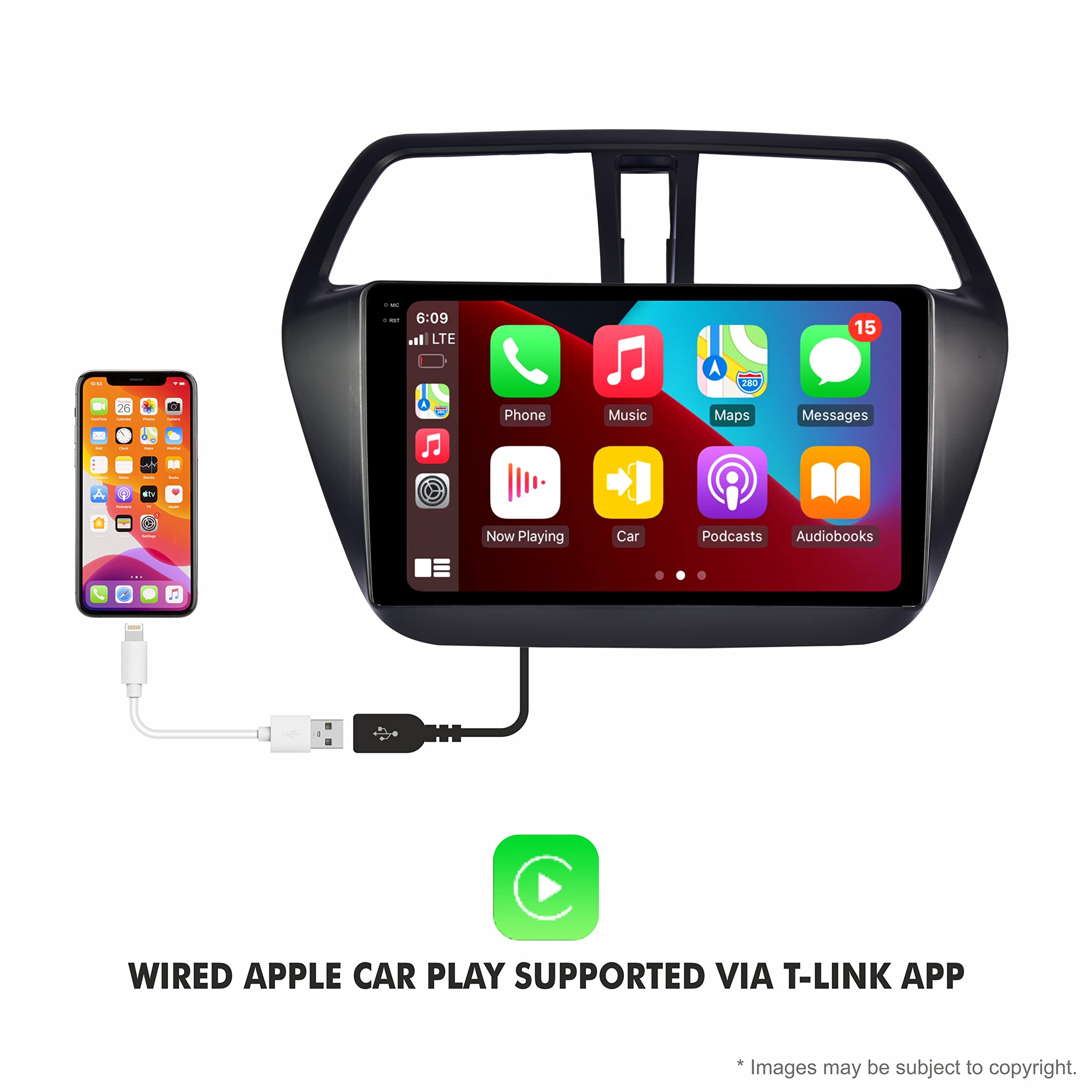 DBASE 9 Inches Newly Launch Advanced Car Radio Receiver Android 10 System for Maruti Suzuki S-Cross with 2GB/16GB RAM & ROM with Apple Carplay and Android Auto 2