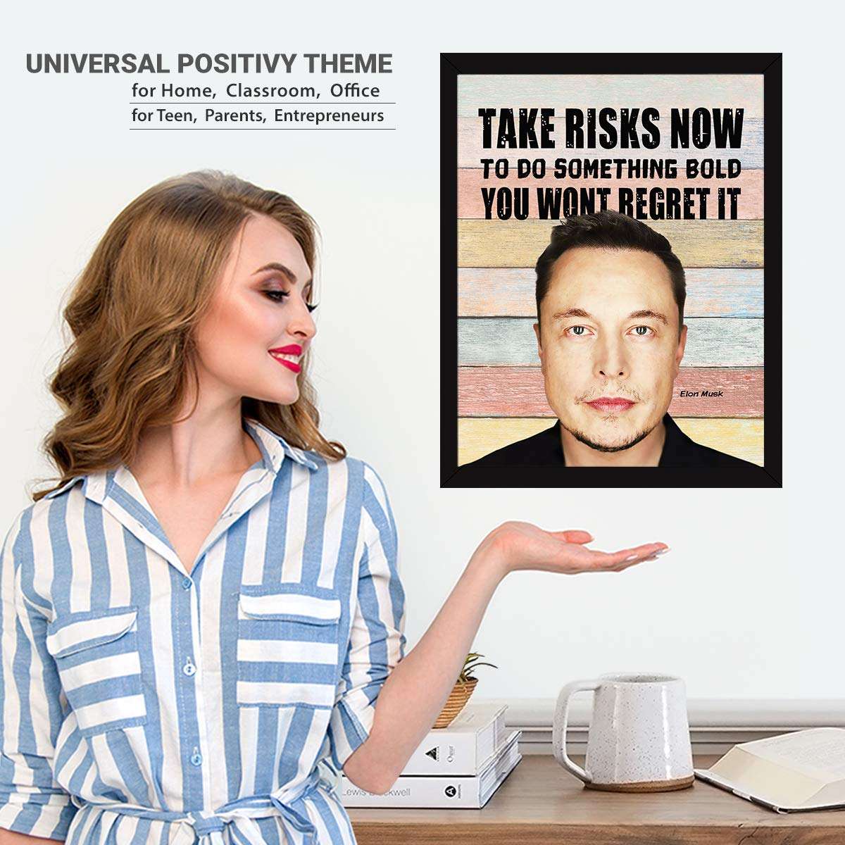 Chaka Chaundh - Elon Musk Framed Posters - Motivational Quotes Frames - Poster With Frame - Elon Musk Frame – Inspirational Quotes Wall Frames - (13.6 X 10.6 Inches) 6