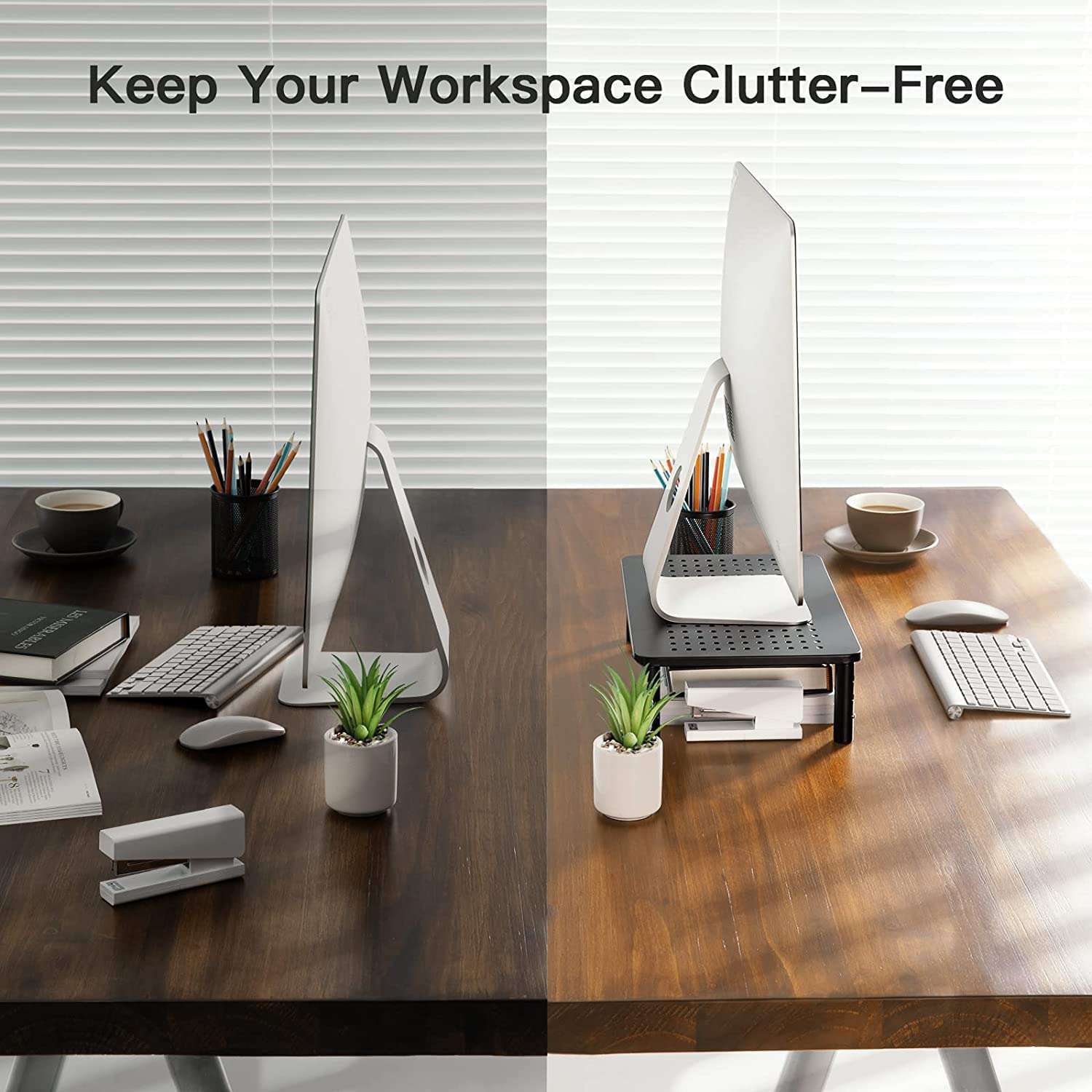 HUANUO Monitor Stand, Dual Monitor Stand Riser 4