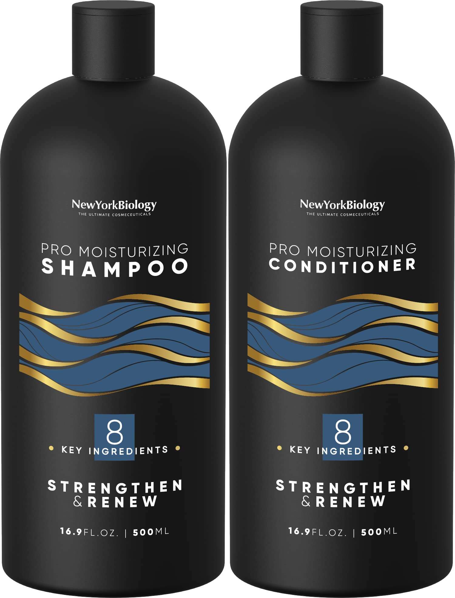 New York Biology Pro Moisturizing Shampoo and Conditioner Set 16 oz – Sulfate Free Shampoo for Color Treated Hair and Dry Damaged Hair – Hydrating Shampoo and Conditioner for Men and Women 1
