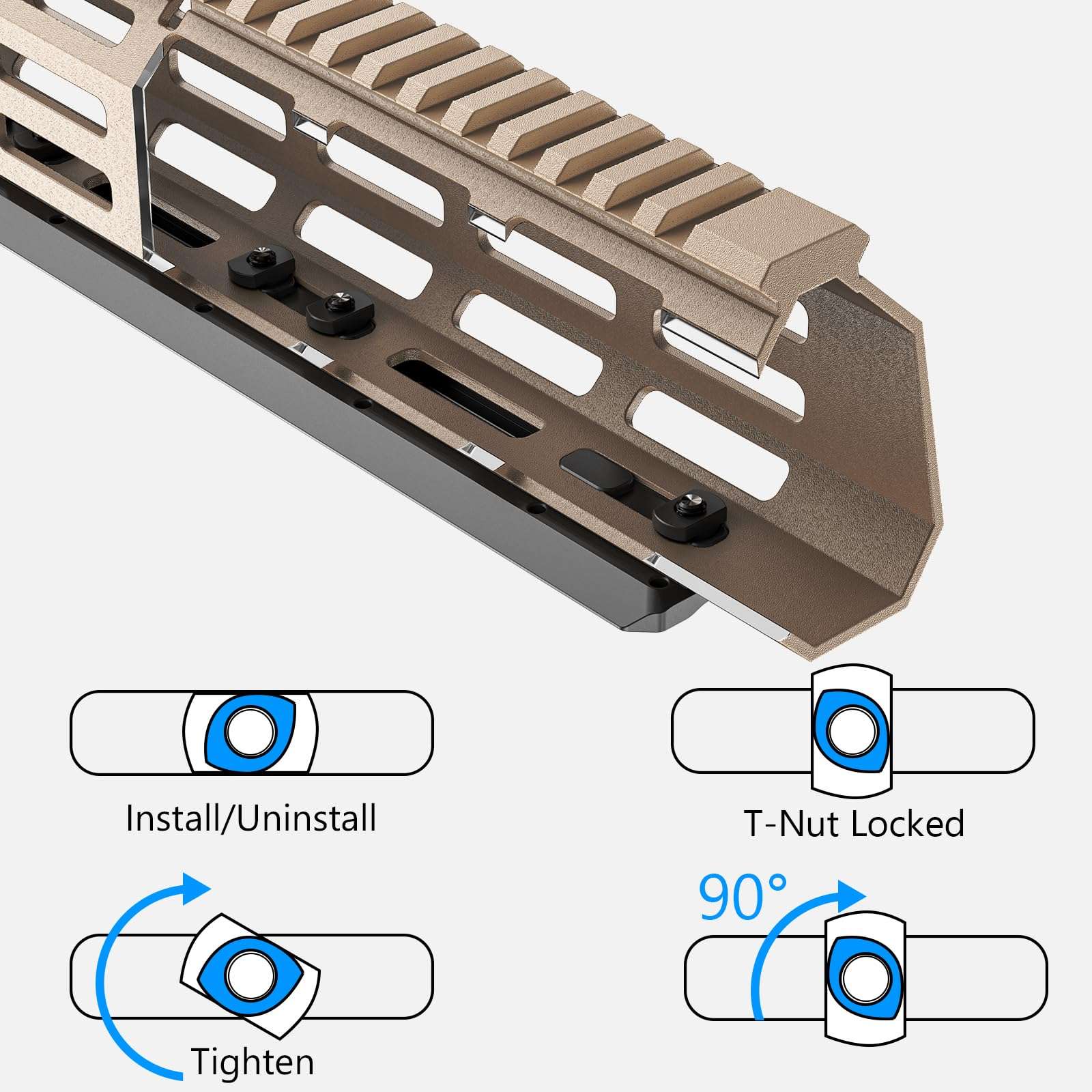 WEYLLAN MK300 Mlok Arca Rail, 300mm/11.81'' Quick Release Plate Mlok to Arca Swiss/RRS Dovetail, 6061-T6 Aluminum Bipod & Tripod Mount Adapter with Three QD Sling Mount Holes 6