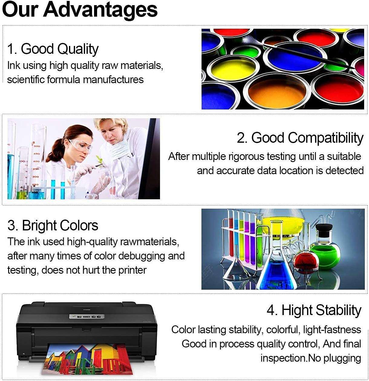 ANG Ink for canonn g2012 Refill Ink g Series Ink Compatible for g2010 Printer Ink g2000 Printer Ink Bottle B/C/Y/M (New) 6