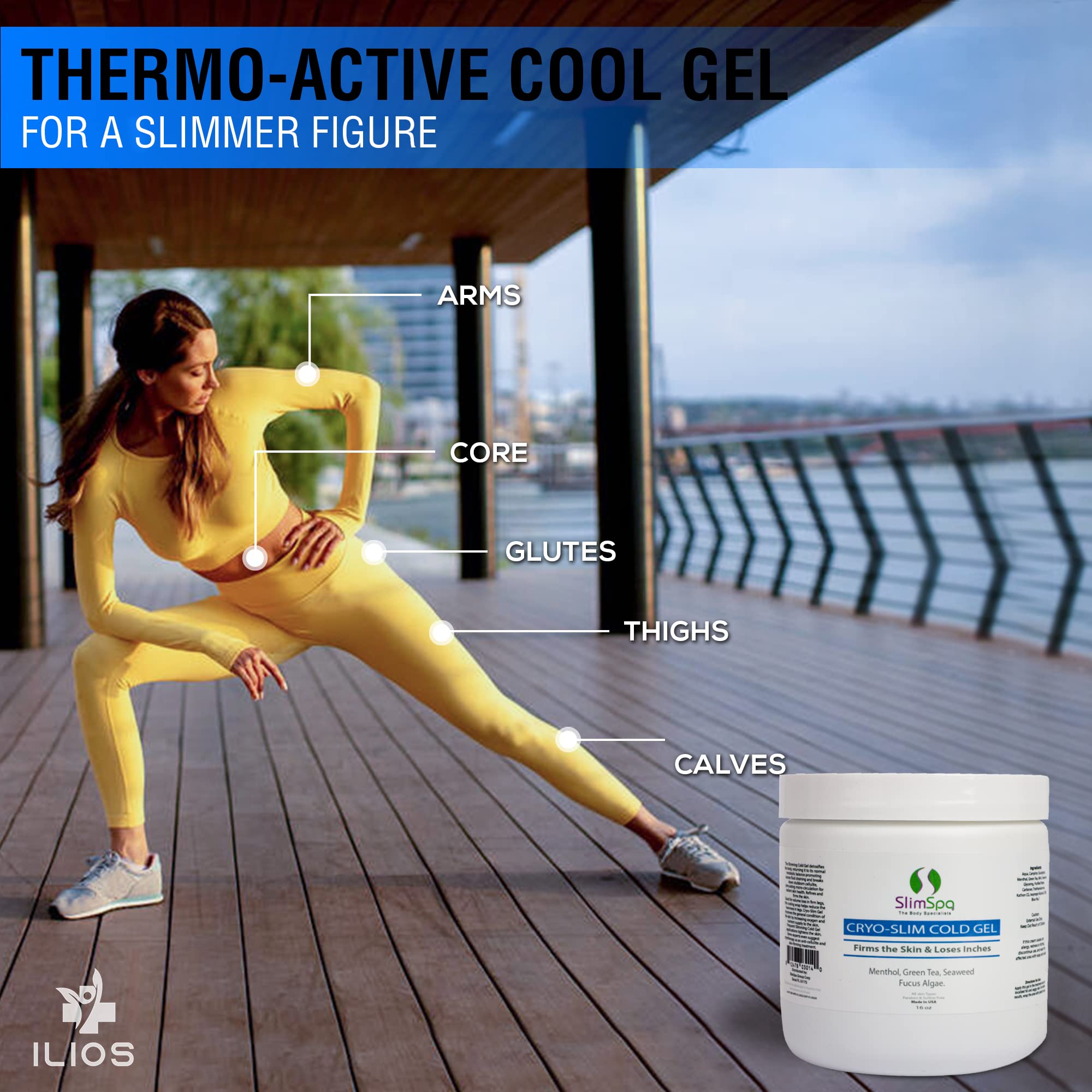 SlimSpa Cyro-Slim Cold Gel - Skin Firming & Tightening Cryo Gel Solution With Menthol & Green Tea - Targets Cellulite On Tummy, Legs, Butt - Promotes Fluid Drainage - 16oz 5