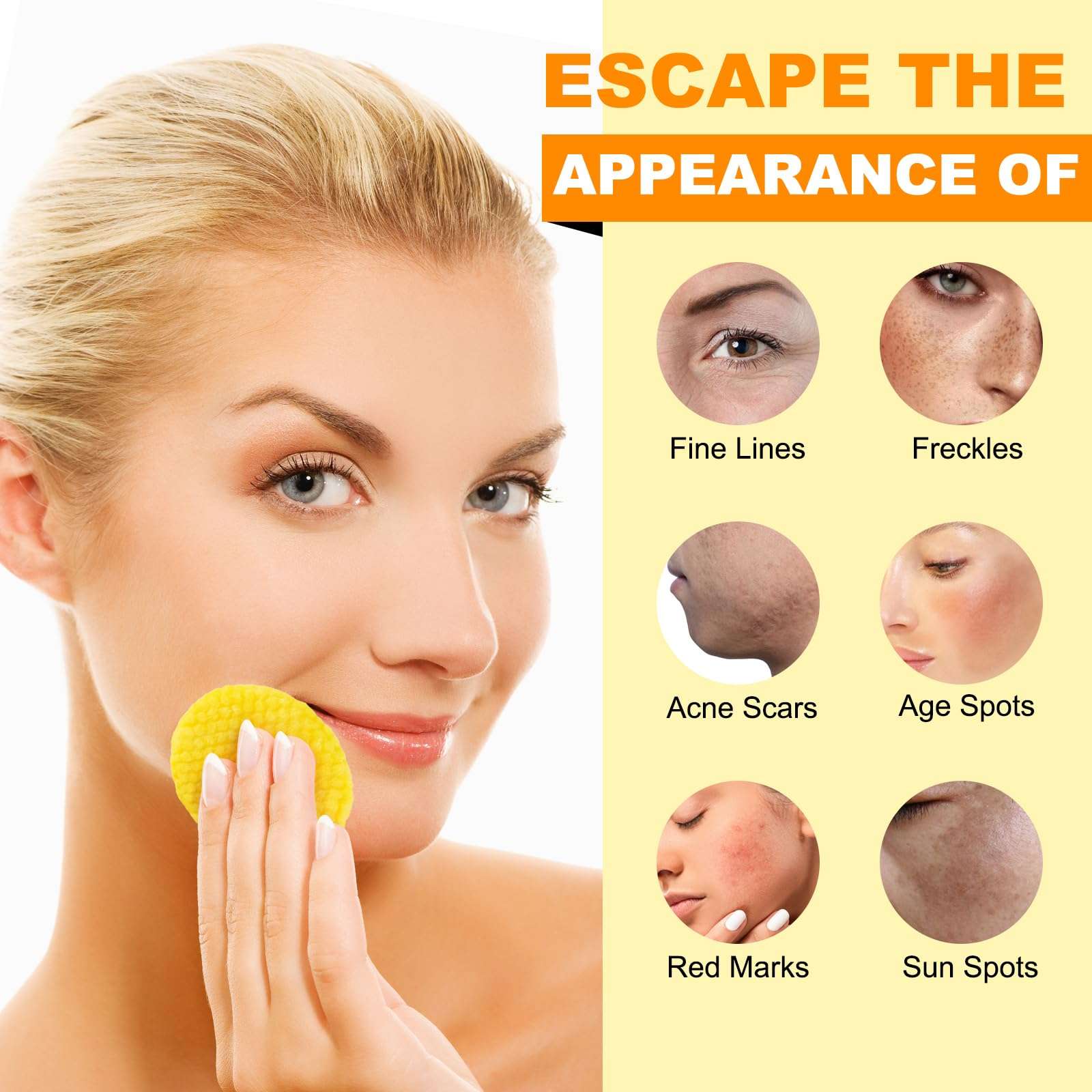 Kojic Acid and Turmeric Cleansing Pads, Turmeric Face Exfoliating Pads, Balance Skin Oil And Water, Gentle, Deep Clean Pore, 50 Count 5