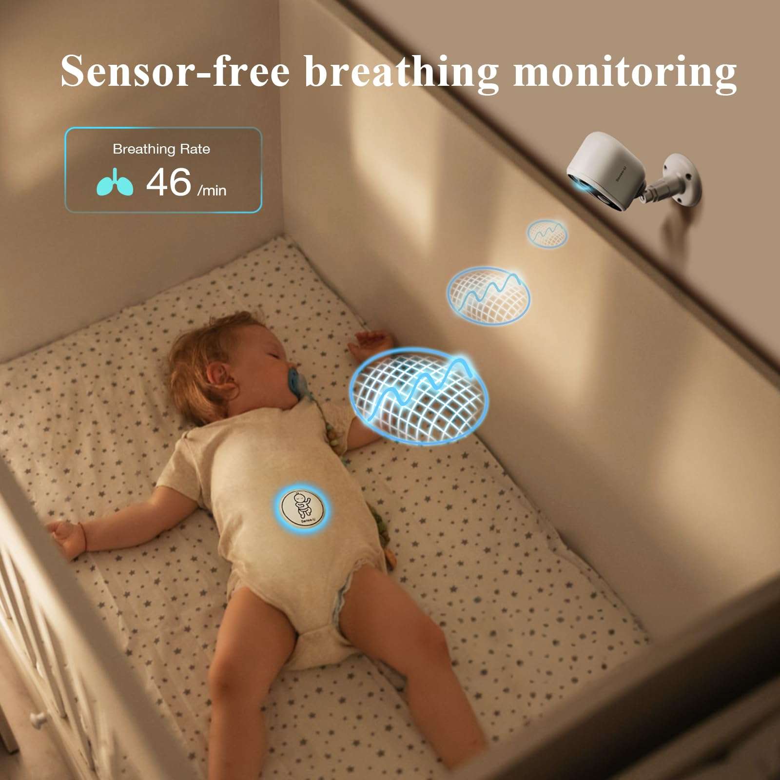 Sense-U AI Battery Baby Camera Monitor with Sensor-Free Sleep Breathing Movement Detection, Smart Security Wireless Outdoor Video Camera, Indoor Home Cam, No Monthly Fee, Peace of Mind for Parents 4