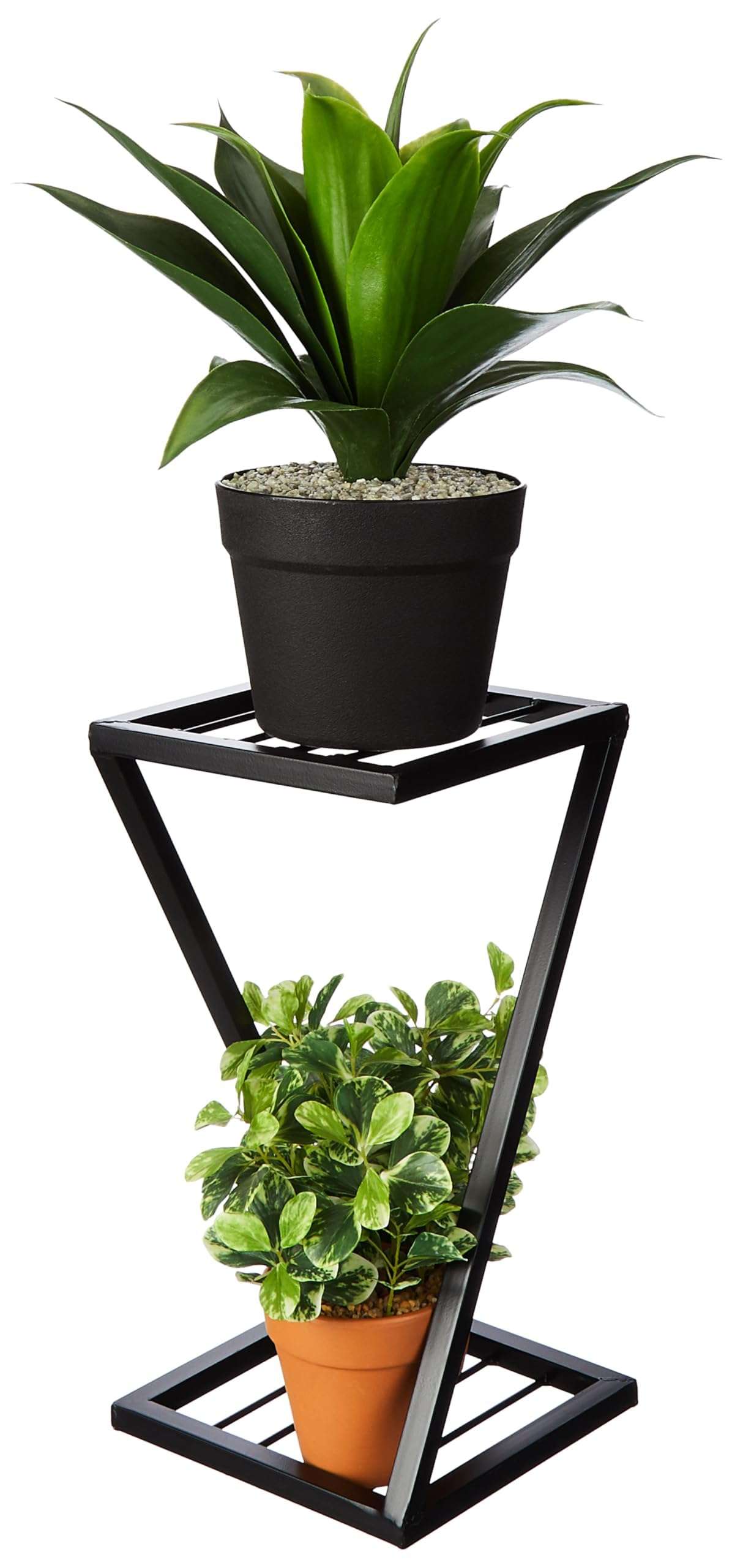 Amazon Brand - Solimo Stylish Metal Plant Stand (New Z Shape X Shape) (Set of 1, 40 cm stand) | Strong Legs Perfect Metal Stand for Planter Indoor and Outdoor 1