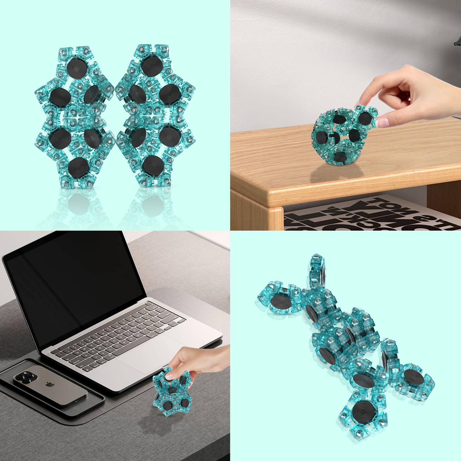 KEEYMENT Sphere Magnetic Fidget Toys Adults, Splicing & Turning Fidget Building Toy & Rotate Sensory Fidget Toy Set, Teen Boy Girl Gifts & ADHD Tool Desk Cool Gadgets Toys for Officee Stress Relief 6