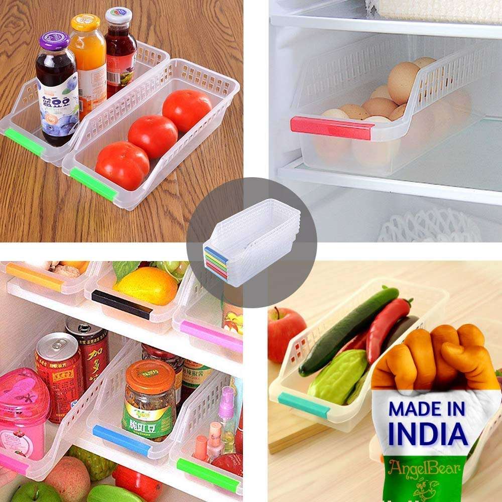 SKYWHALE Plastic Fridge Space Saver Food Storage Organizer Basket Set of 8 4