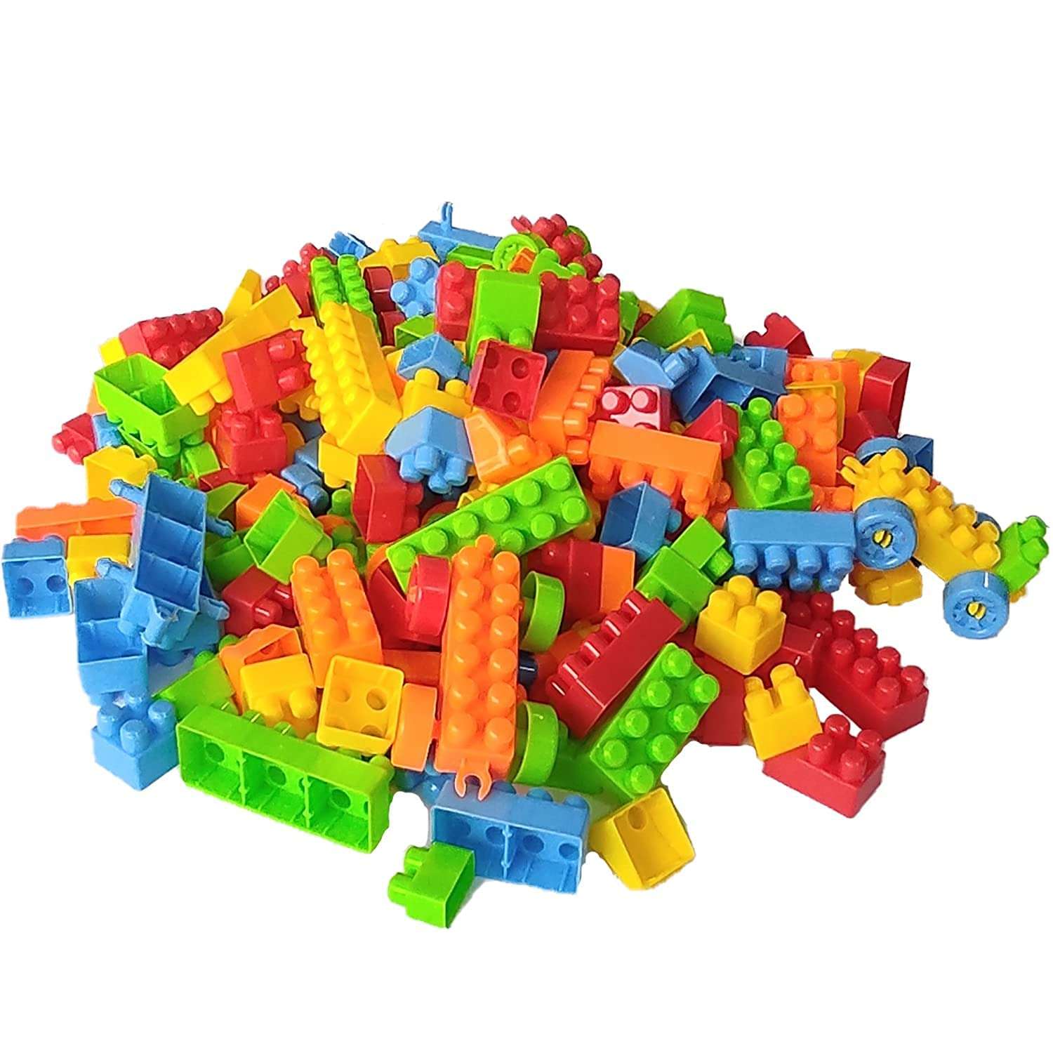 AEXONIZ TOYS Non-Toxic Big Size Building Blocks for Kids with Wheel, 200+ Pieces, Random Color( Building Block Toys for Kids ) Multicolor 6