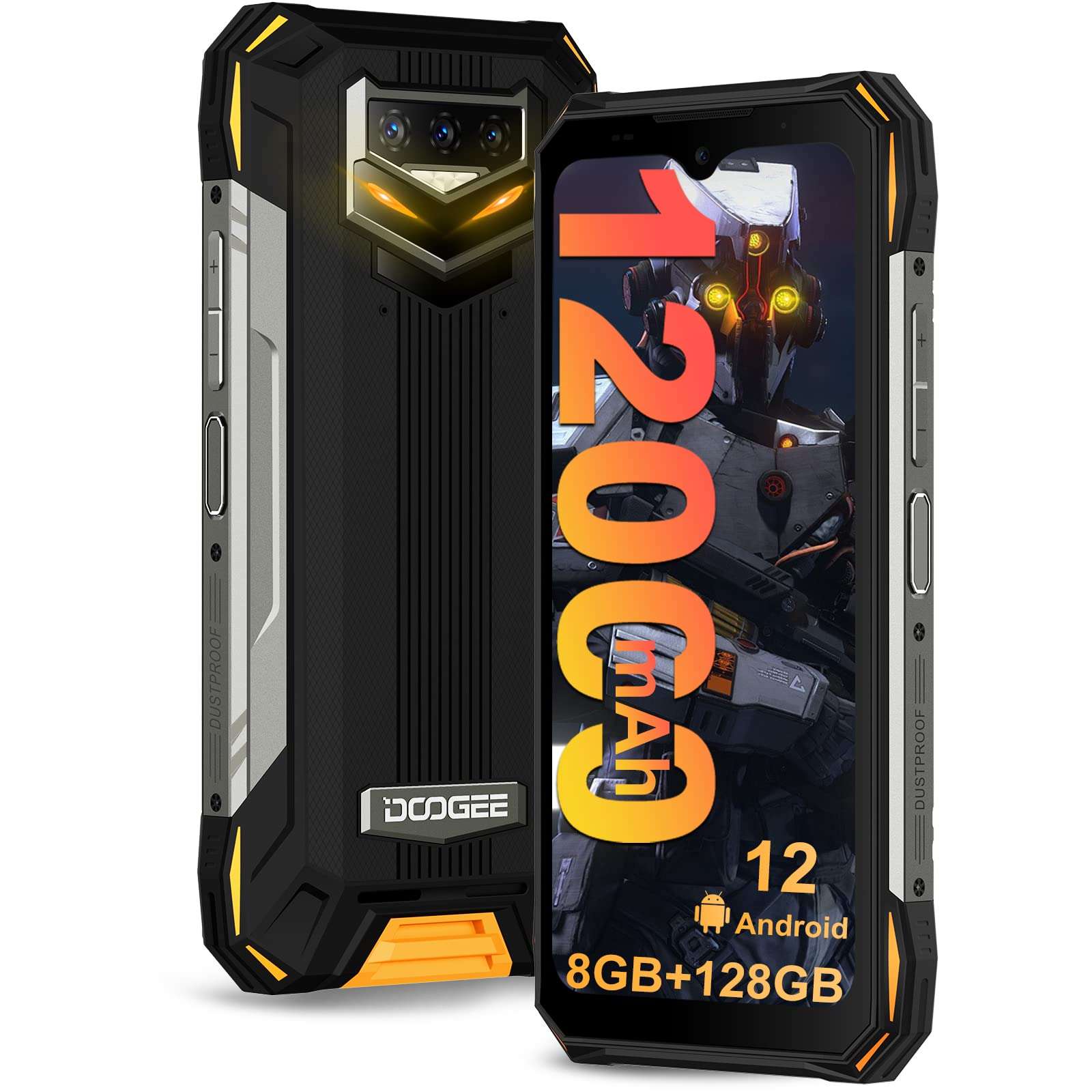 DOOGEE S89 Rugged Smartphone(2022), 12000mAh Massive Battery Android 12 Rugged Phone Unlocked, 33W Fast Charging, 8GB+128GB IP68 Waterproof Cellphone, Night Vision, Breathing Light, NFC, Dual 4G 1