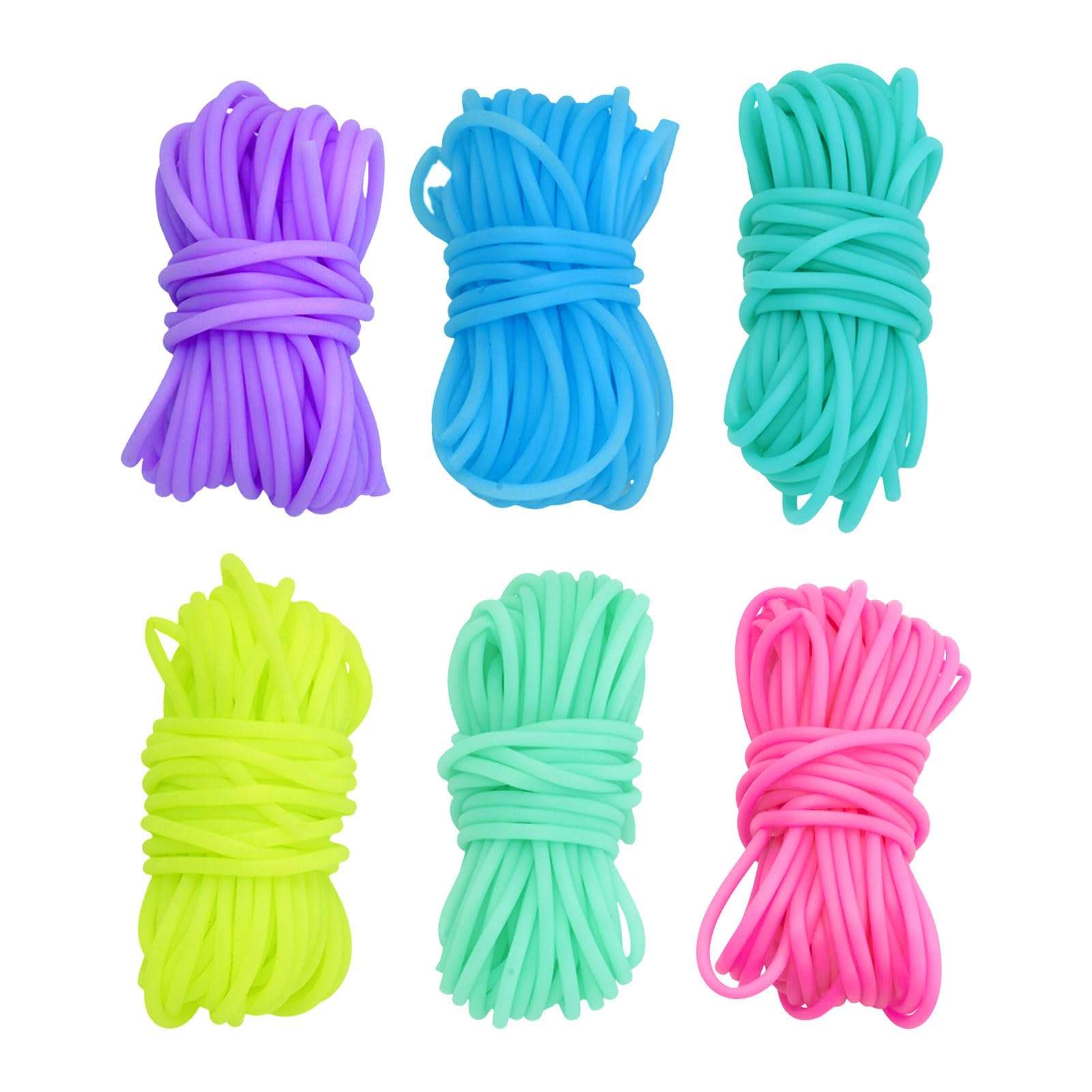 Pandahall 32.8 Yards Hollow Pipe Rubber Cords 2mm Knitting Barber Cords 6 Colors Stitch Savers Knitting Cords Hollow Rubber Tubing Silicone Pipes for Knitting Craft 1