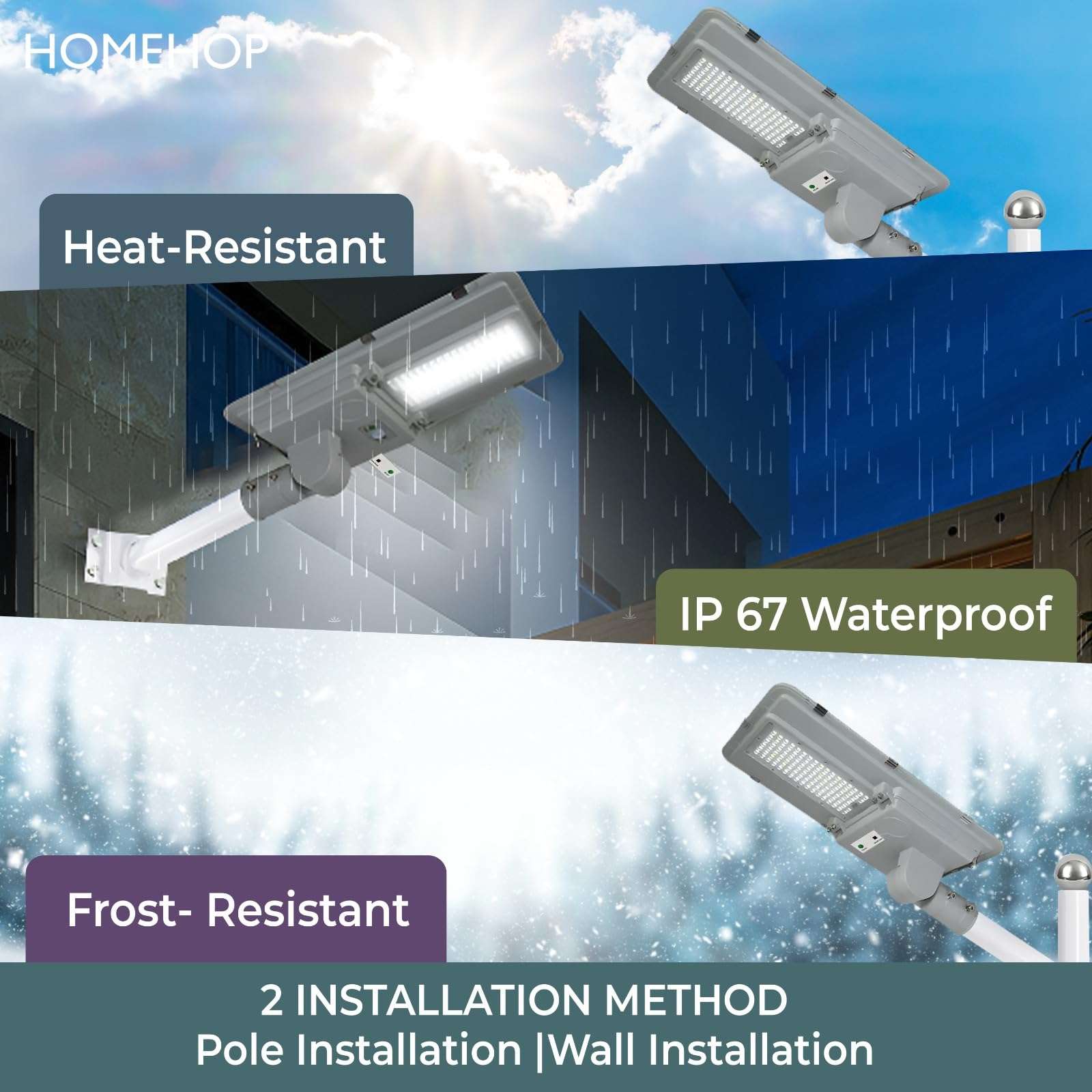 Homehop 180W All in One Solar Street Light Wall Lamp for Outdoor, Home & Garden Dusk to Dawn with Remote Control(180 LED,Aluminium) 5