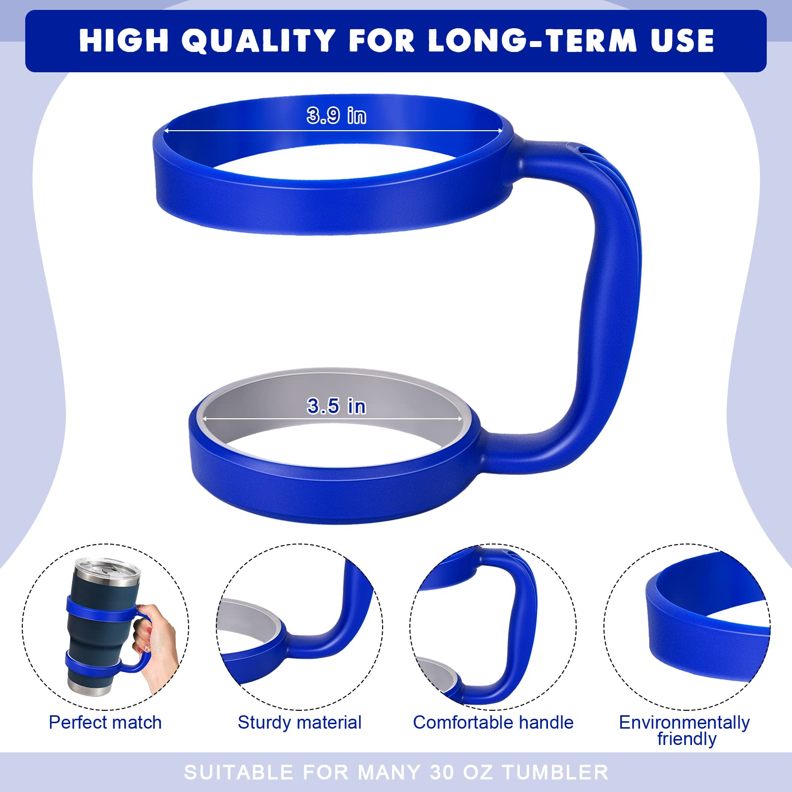 Sieral 5 Pack Tumbler Handle Tumbler Holder Portable Compatible with 30 oz of RTIC, Simple Modern, SUNWILL, Tervis All Brand Travel Tumbler Cup Mug (Stylish Style) 4