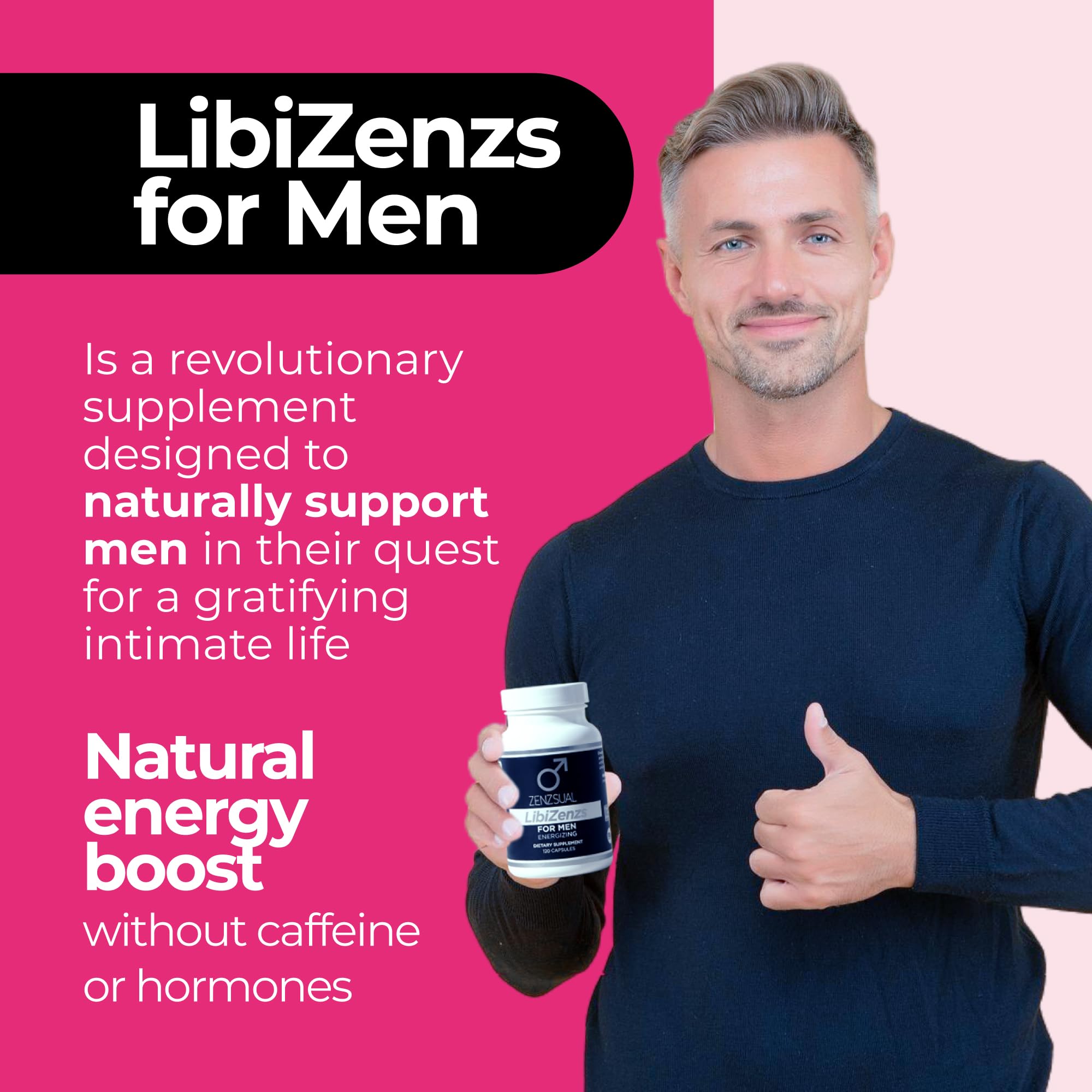 ZENZSUAL LibiZenzs Men - Natural Dietary Supplement Blend with Ginseng, Maca Root, Ashwagandha - Increases Testosterone Levels - Gluten Free (120 Capsules) 6