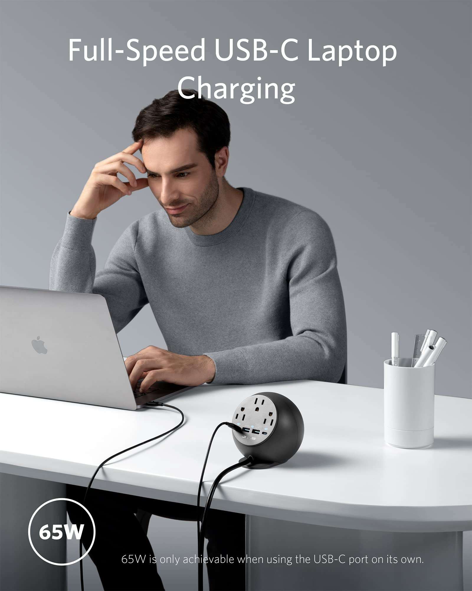 Anker 637 Magnetic Charging Station(MagGo), Magnetic Wireless Charger for iPhone13/iPhone12 Series, Power Strip with 3 Outlets,2 USB A Ports,2 USB C Ports Max 65W Power Delivery for MacBook Pro 6