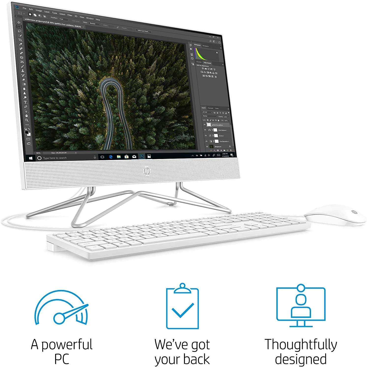 HP 2022 22'' All-in-One AIO FHD IPS Desktop Dual-Core AMD Athlon Silver 3050U 32GB DDR4 RAM 1TB M.2 NVMe SSD HDMI RJ45 WiFi AC BT Webcam Speaker DVD White Windows 10 Pro w/RE Accessories 2