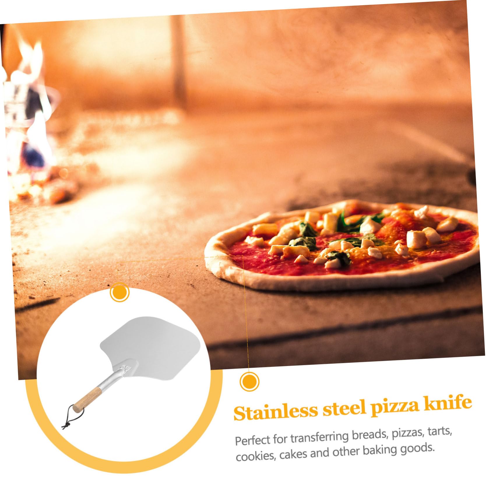 FELTECHELECTR 1pc Aluminum Pizza Spatula Pizza Lifter Maker Pizza Steel Round Pizza Peel Pizza Oven Table Pizza Peeler Sliding Pizza Peel Perforated Pizza Peel Griddle Pizza Oven Brush Pan Wood 4