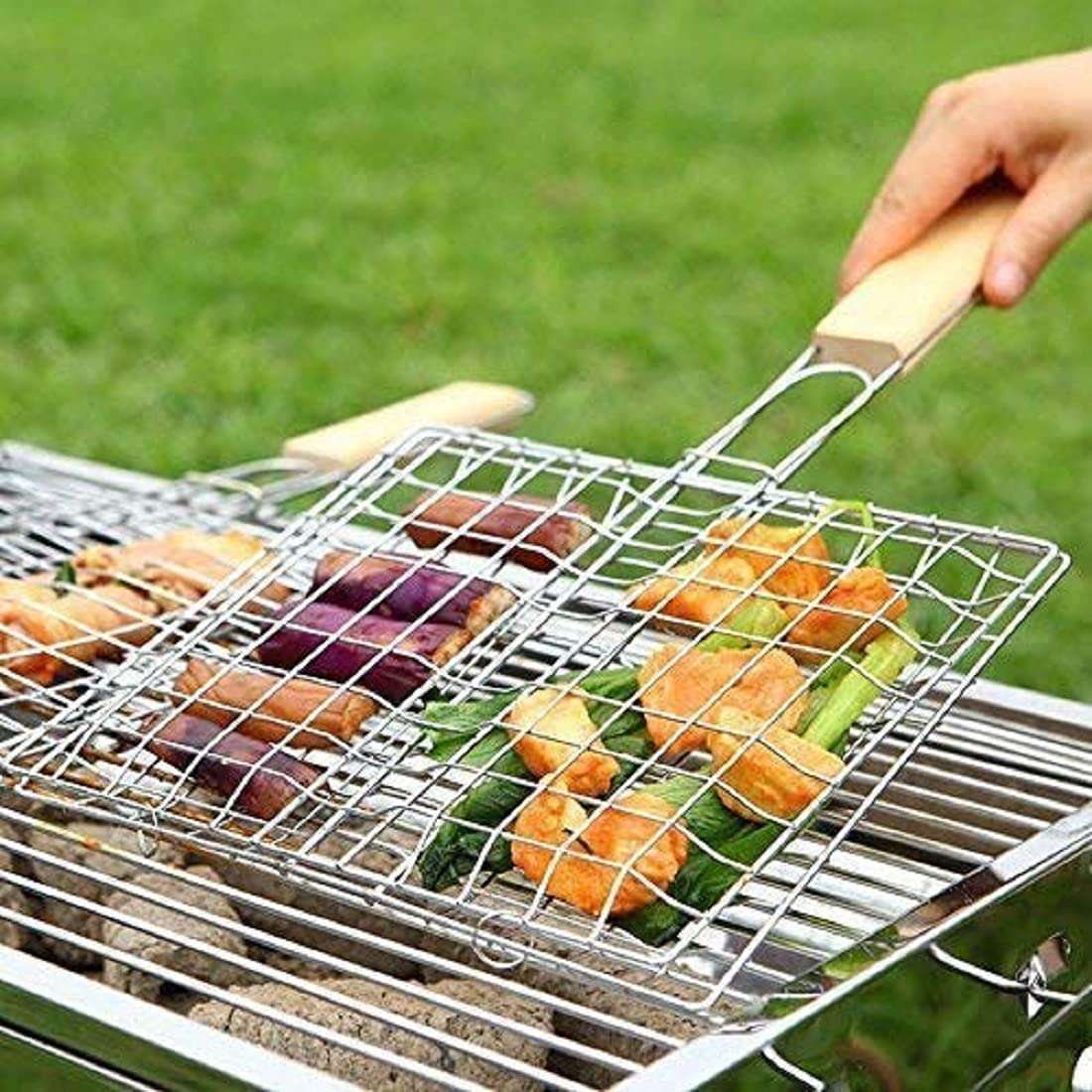 Matiko Portable Stainless Steel BBQ Barbecue Grilling Basket for Fish,Vegetables, Steak,Shrimp, Chops and Many Other Food .Great and Useful BBQ Tool {Small Size} 6