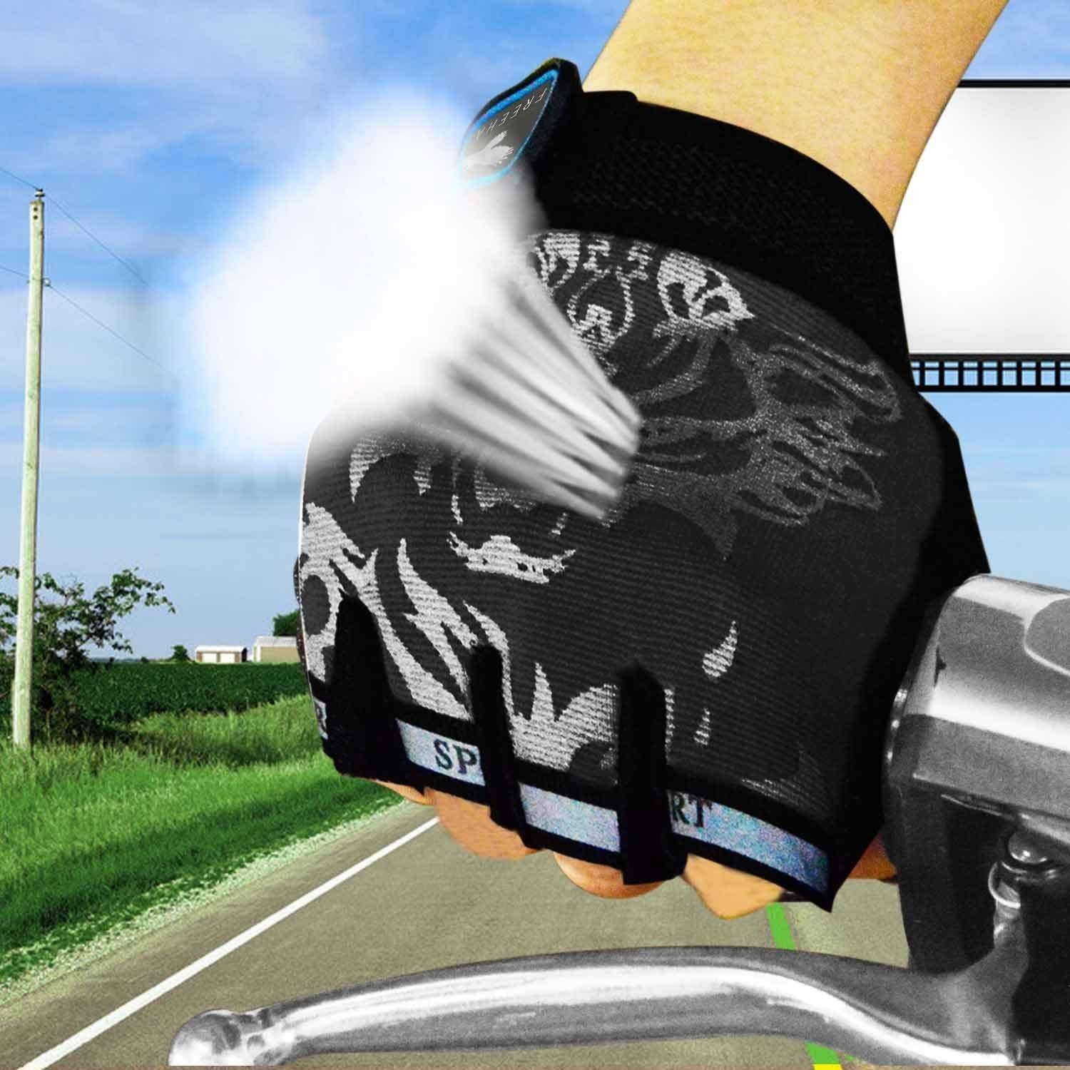 Kids Cycling Fingerless Gloves Boys Girls Half Finger Riding Gloves Outdoor Sport Mittens Child Shockproof Non-Slip Gel Gloves for Motorcycle Bike Camping Hiking Climbing Fitness UV Protection Gloves 4