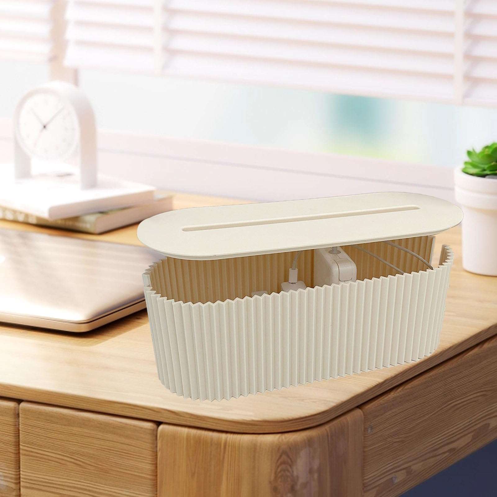 Cable Management Box, Cable Organizer for Cable and Cord Management TV Computer USB Hub System to Cover and Hide (White) 5