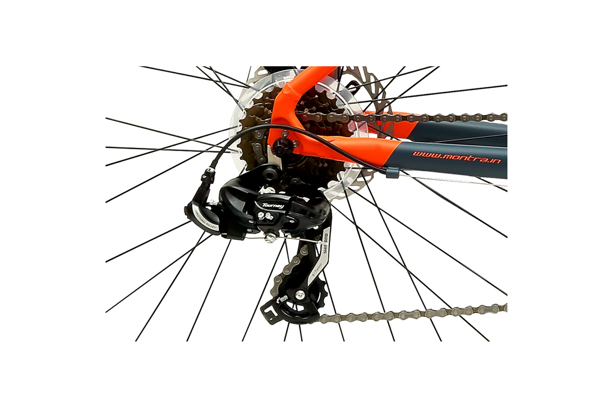 Montra Downtown 7X3 Geared with Disc 700CX35C Grey with Neon Orange 43.17 Inches, Boys , Hybrid Bike , Geared cycle 5