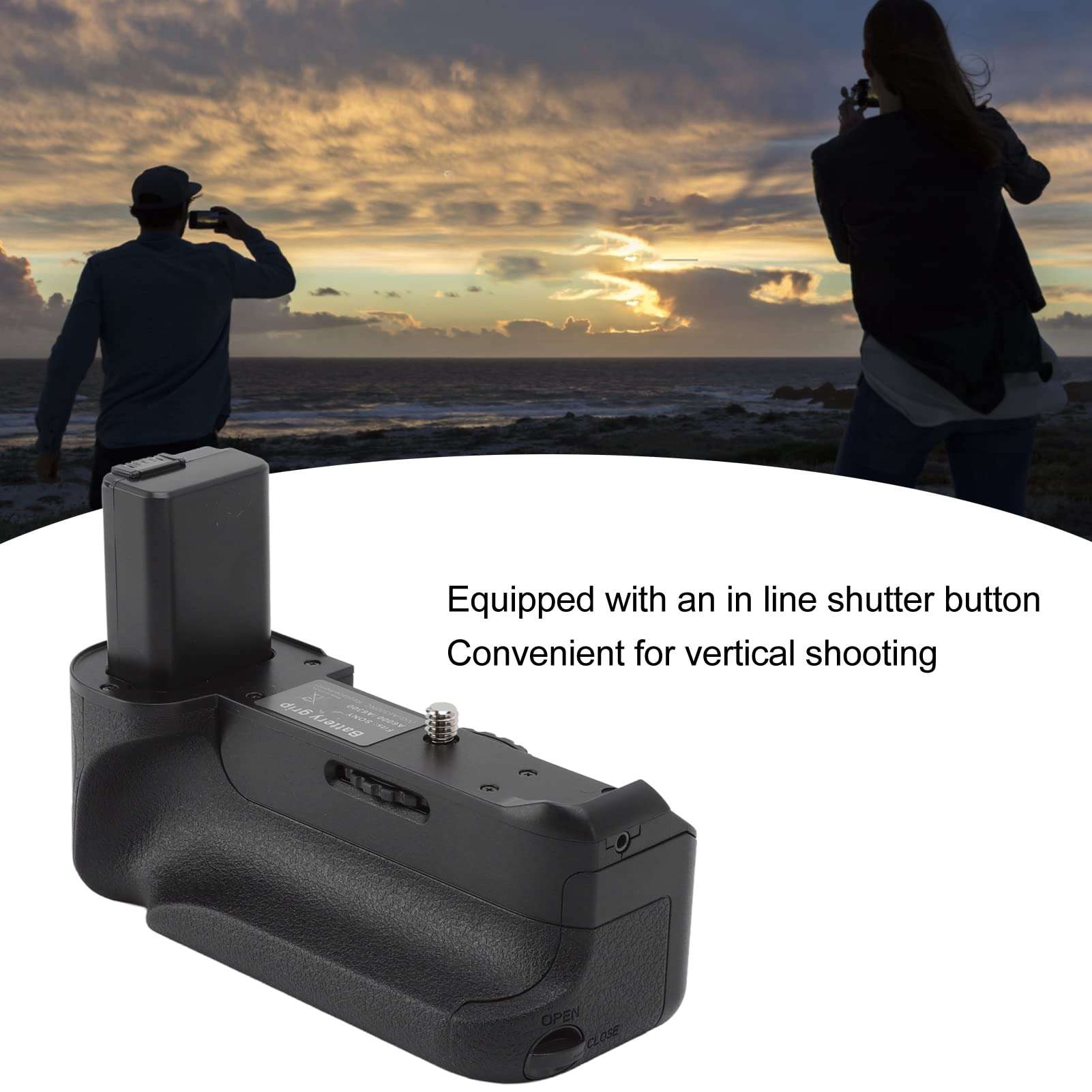 Vertical Battery Grip Holder for A6000 A6300 A6400 A6100 A6500, Double Battery Capacity, Inline Shutter, Compatible with Tripod, External Charging Interface 5