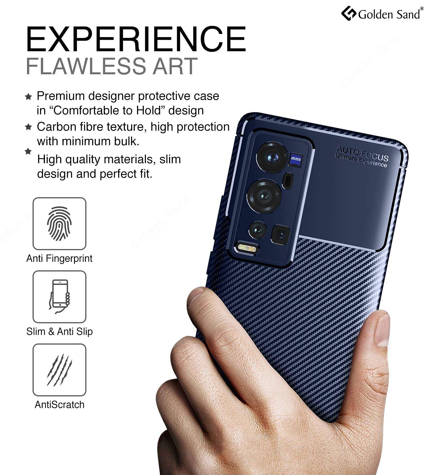 Golden Sand for Vivo X60 Pro+ Back Cover Drop Tested Shock Proof Slim Aramid Carbon Fibre Rugged TPU Case for Vivo X60 Pro Plus, Shimmer Blue 6