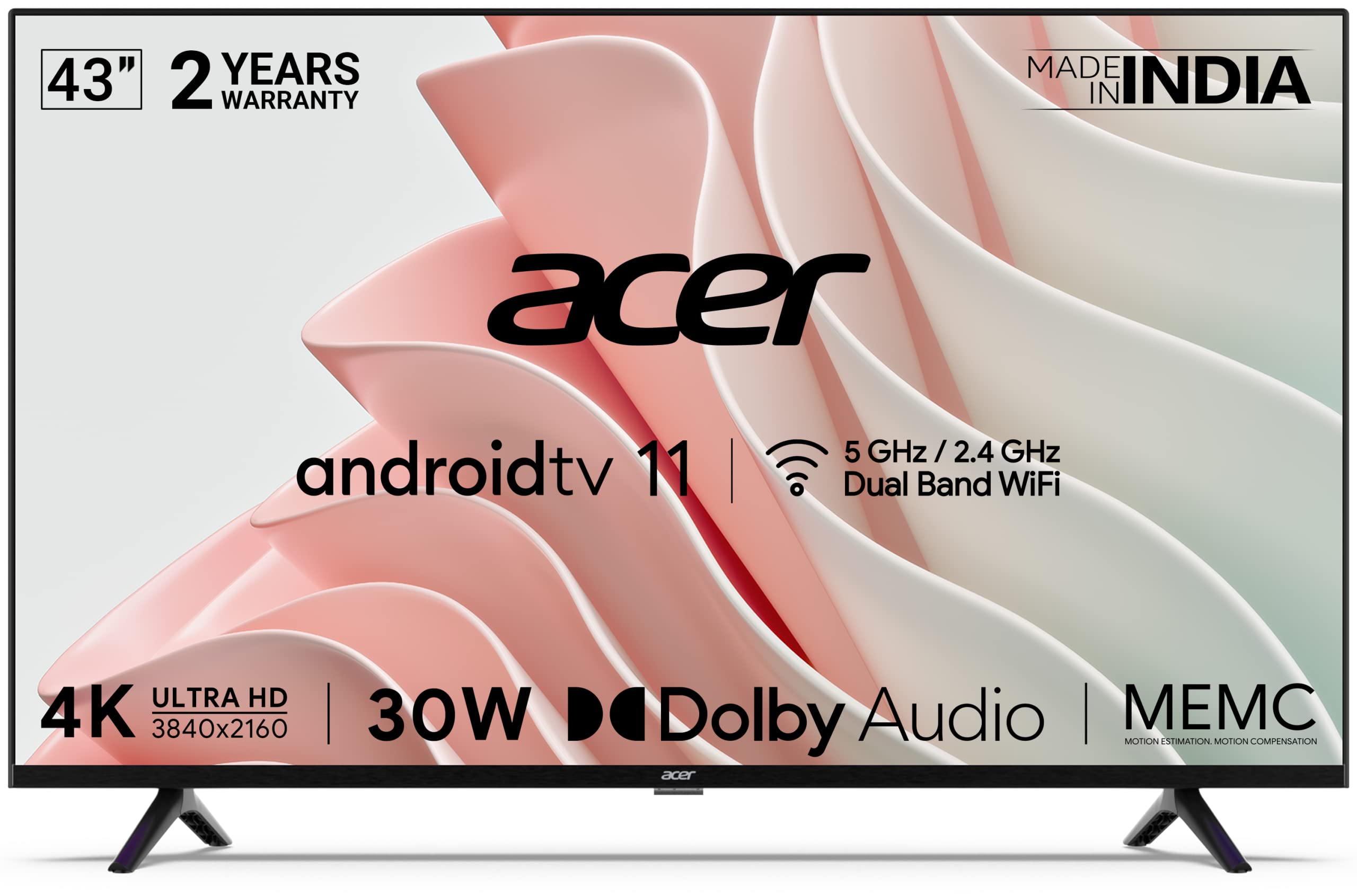 Acer 109 cm (43 inches) I Series 4K Ultra HD Android Smart LED TV AR43AR2851UDFL (Black) 1
