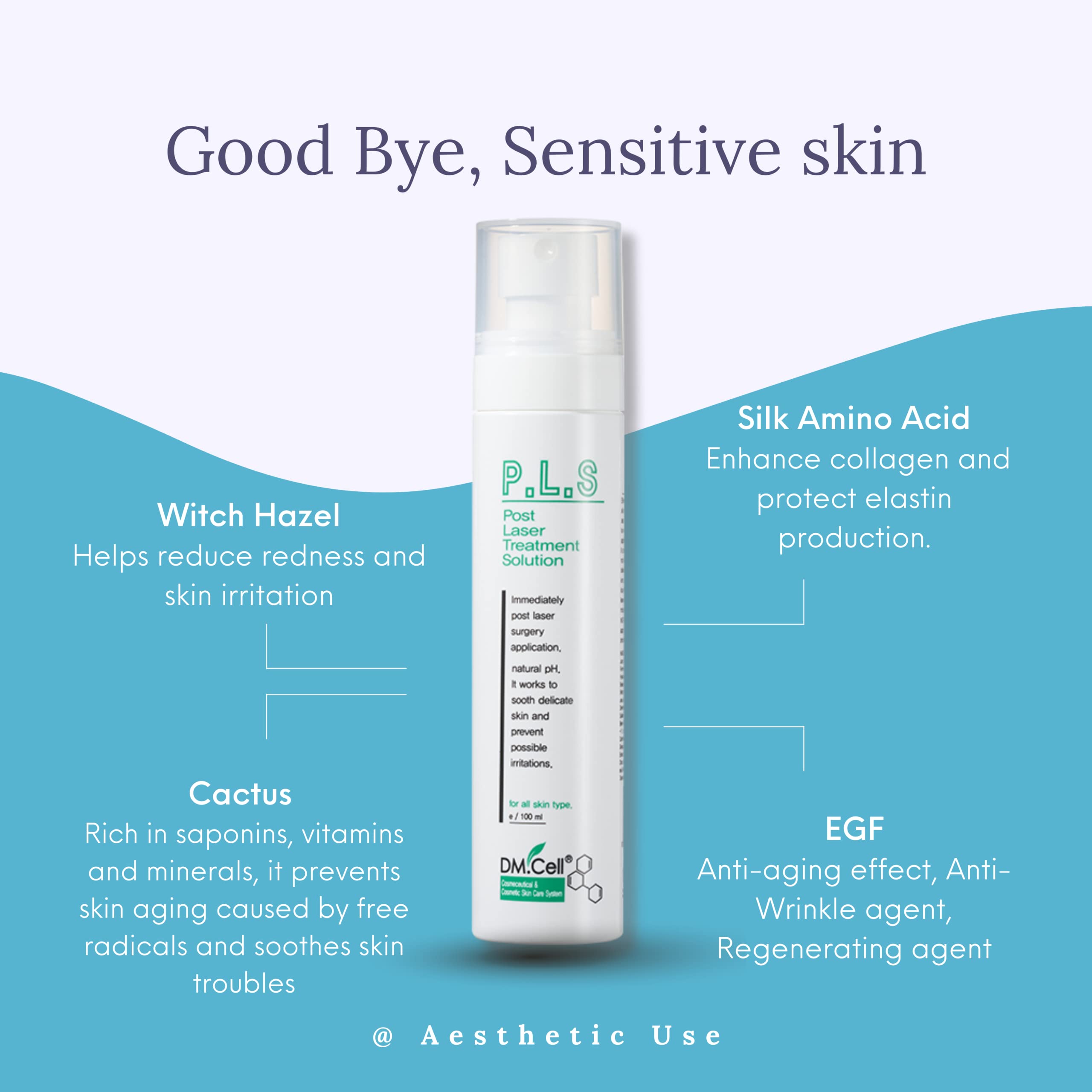 DM.Cell | Hydrating Facial Toner for Sensitive Skin | PLS Solution After microneedling Toner, Soothing with EGF and Witch Hazel Formula | Alcohol-Free Toner | Korean Skincare, 3.38 oz 3