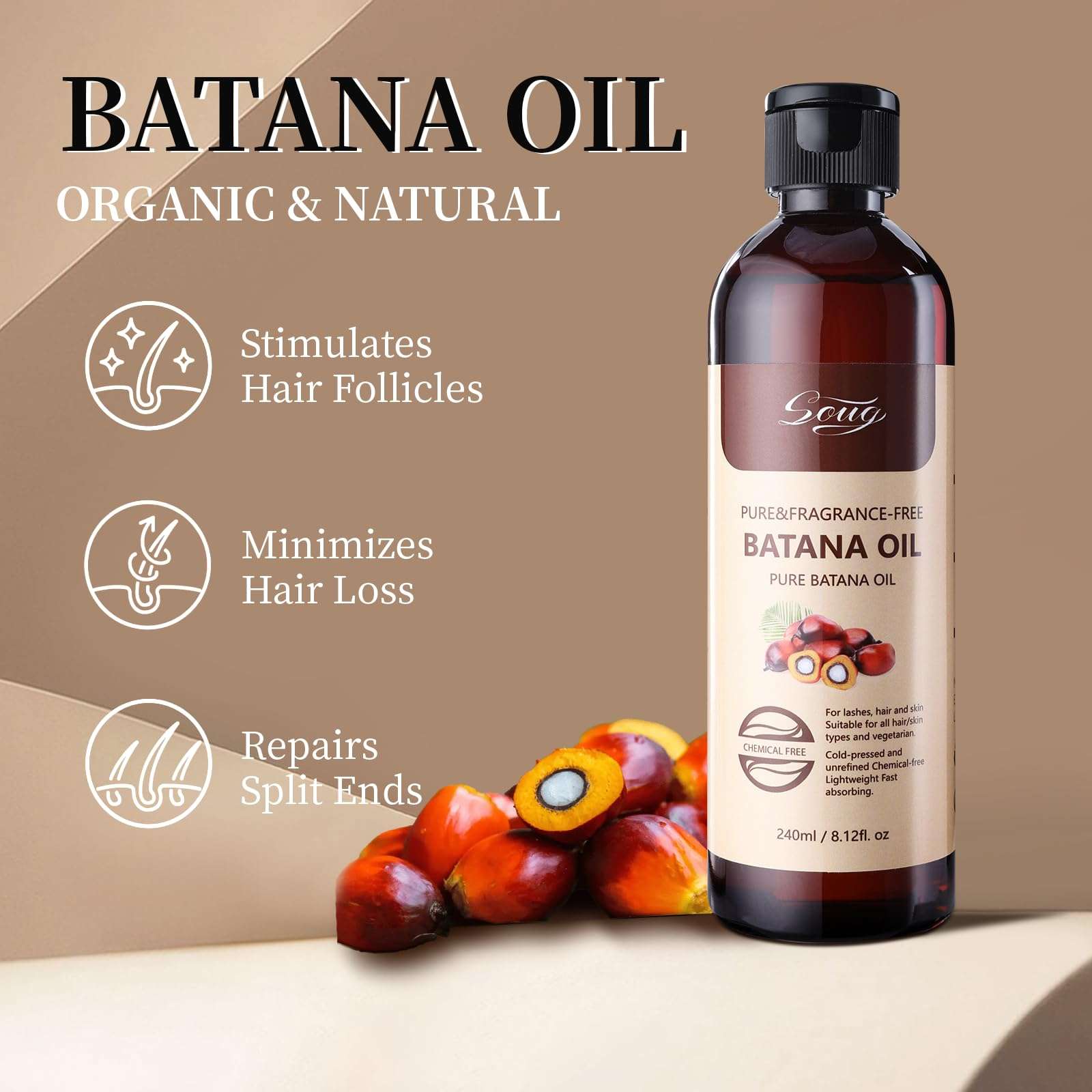 LMDGDS 1 PCS Soug Organic Batana Oil, 8.12 Oz Batana Oil for Hair Growth Oil Bantana Natural Hair Growth Oil Raw for Batana Oilor Men & Women 3
