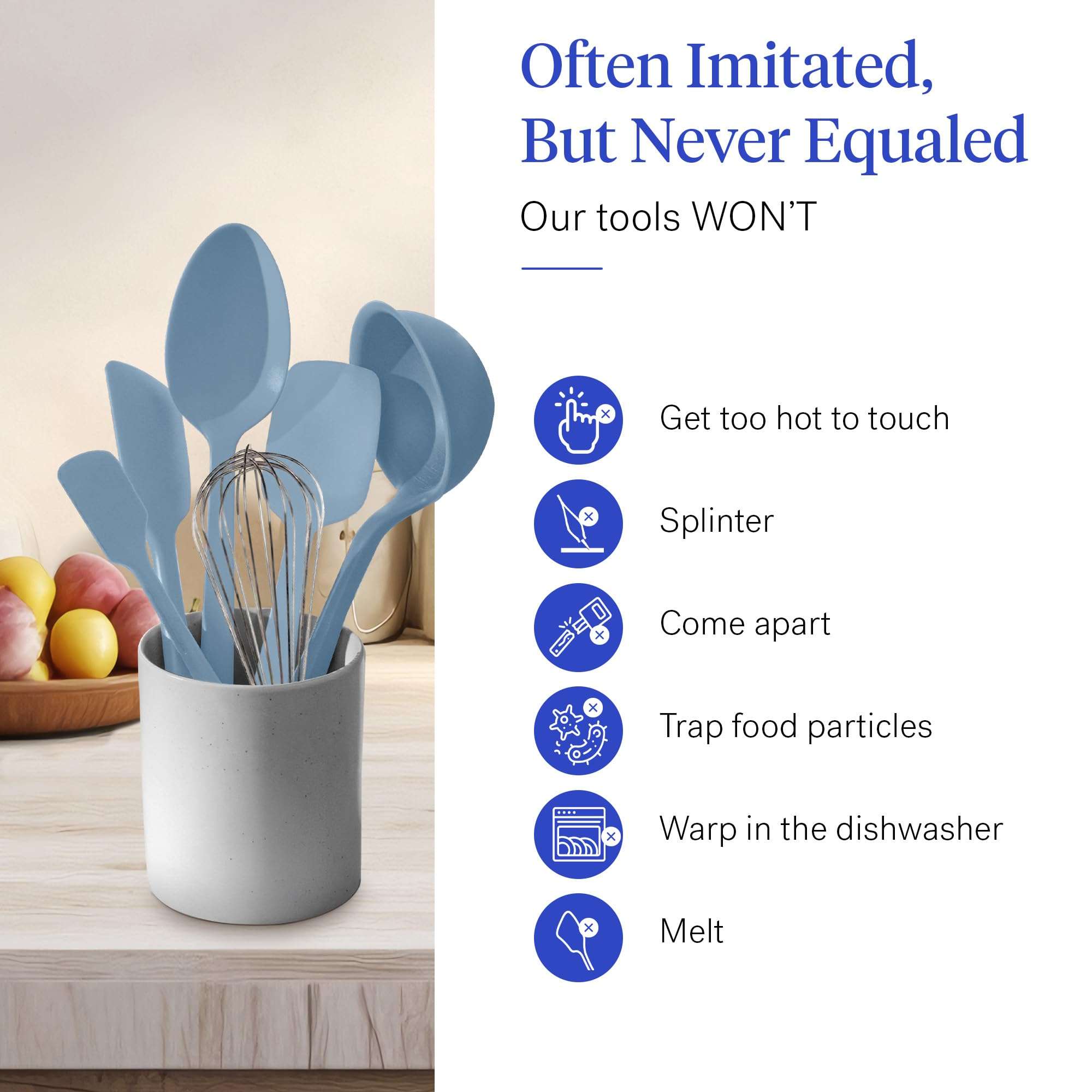 GIR: Get It Right 10 Piece Silicone Cooking Utensils Set - Ladle, Spatulas, Flip, Spoons, Whisk, Potato Peeler & Spoonula, Heat Resistant, Dishwasher Safe, Silicone Kitchen Utensil Set - Slate 6