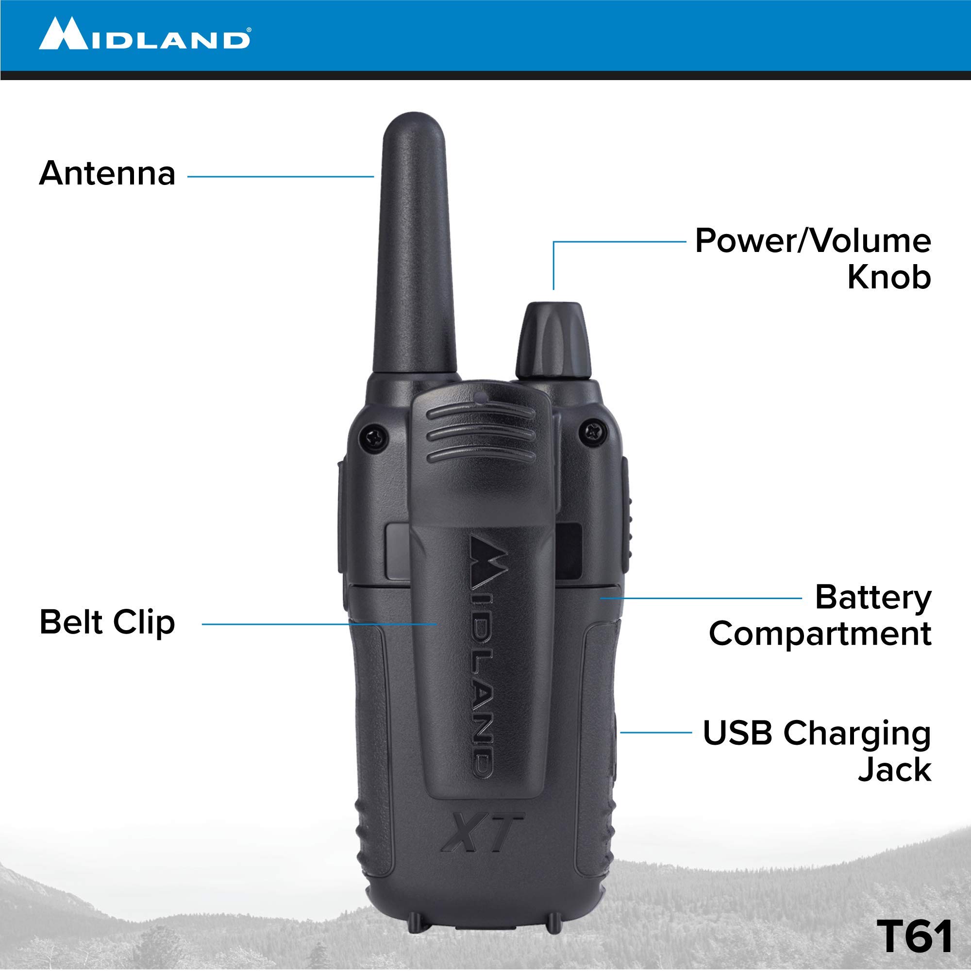 Midland T61VP3 36 Channel FRS Two-Way Radio - Up to 32 Mile Range Walkie Talkie - Yellow/Black (Pack of 10) 5