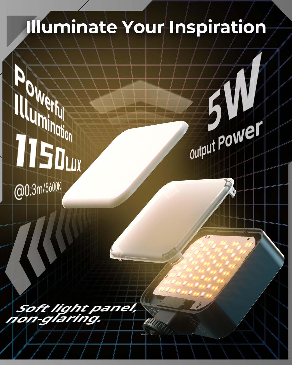 SMALLRIG Vibe P108 Pro RGB Video Light and HawkLock H18 Quick Release Support with Cold Shoe 5