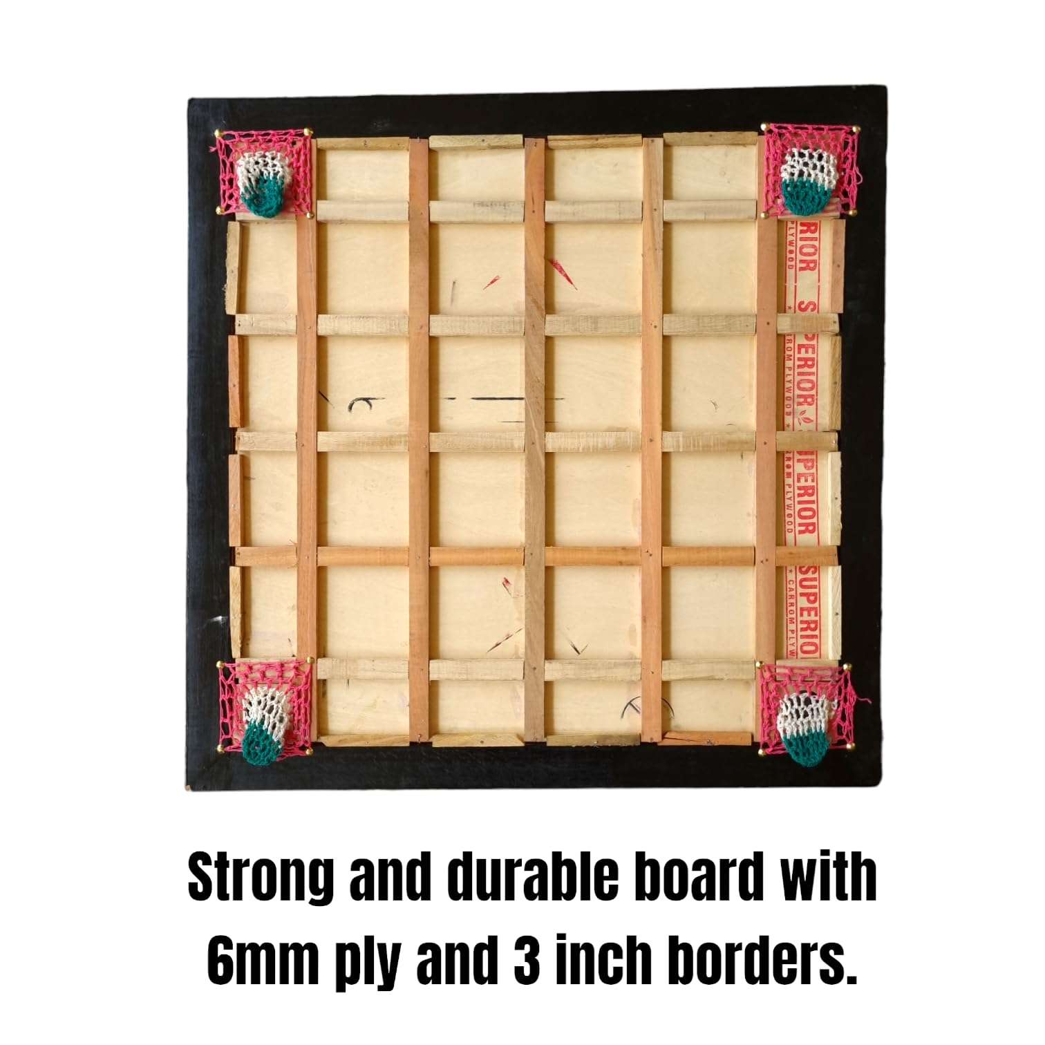 AARAV Champion Carrom Board for Adults 36 inch Full Size with 3 inch Border and 6mm ply, Smooth and Glossy Surface, Comes with Wooden Coins, Striker and Boric Powder, Quality Assured 3