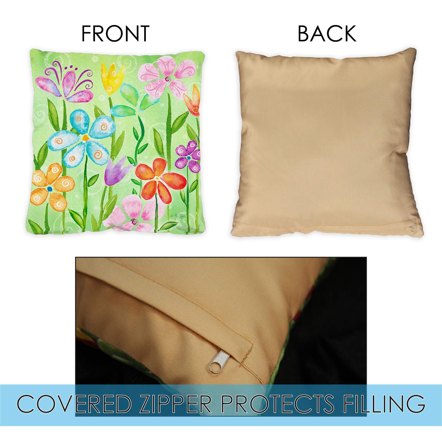 Toland Home Garden 761201 Spring Blooms 18 x 18 Inch Indoor/Outdoor, Pillow, Case (2-Pack) 4