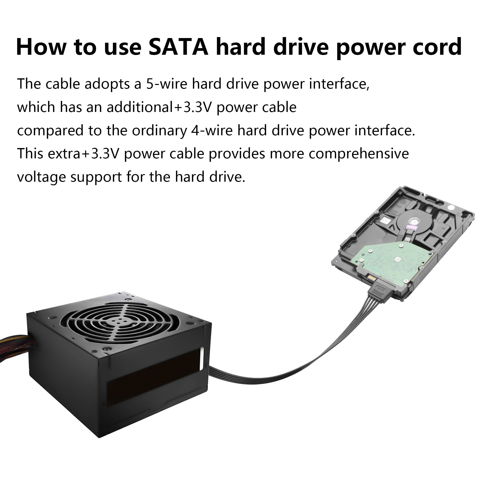 GINTOOYUN SATA Hard Drive Power Cord SATA 15 Pin Male to Female Power Extension Cable for HDD Hard Drive(39.76 Inch) (101CM/39.7IN) 6