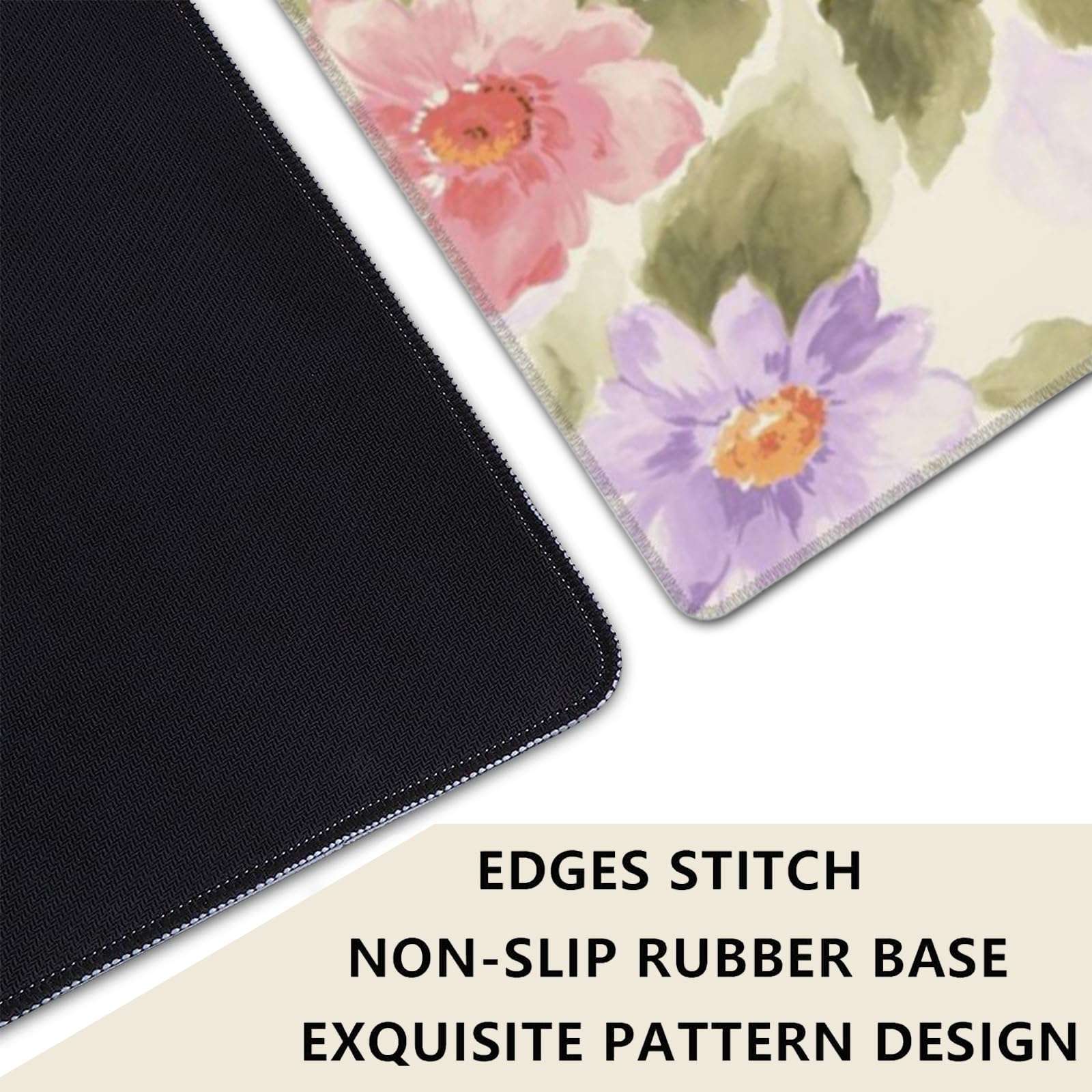 amepay Cute Cat Gaming Mouse Pad 31.5 x 11.8 Inch,Kitten Flower Large Extended Desk Mat with Non-Slip Rubber Base,Floral Big Mousepad for Laptop Computer PC,for Office Gamer Home Decor,Deskmat Gifts 6