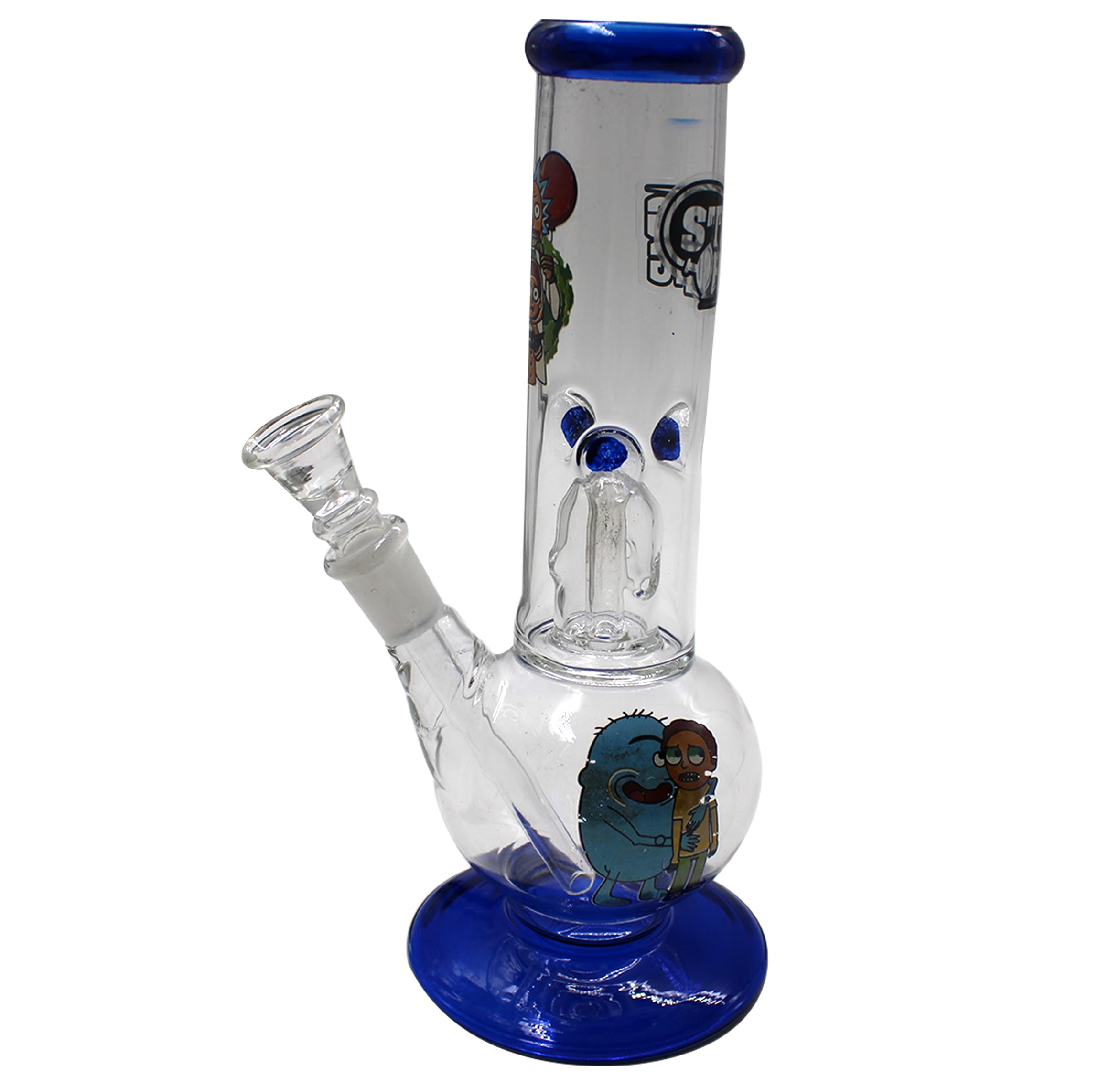 STRONG BONG Glass Percolator Bong | Rick & Morty | Size 8" (20cm) | Built-in Ice Catcher| Smoking Waterpipe | Blue 1