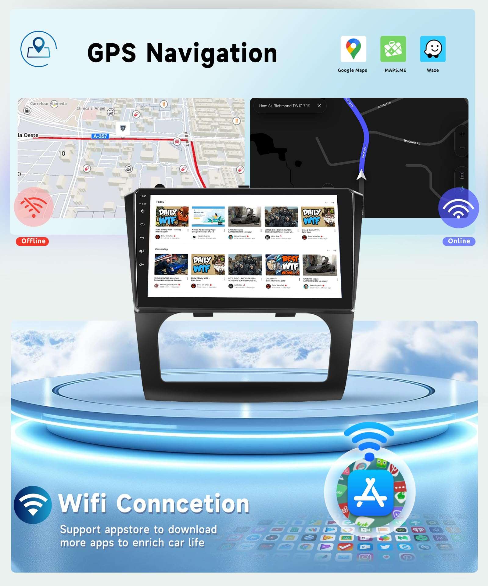 8 core 6G+128G Radio for Nissan Altima 2008 2009 2010 2011 2012, Wireless Carplay Android Auto Car Stereo, 9” 1280 * 720 IPS Touchscreen with WiFi, GPS, Bluetooth,FM/RDS, 32EQ DSP, Rear Camera 5